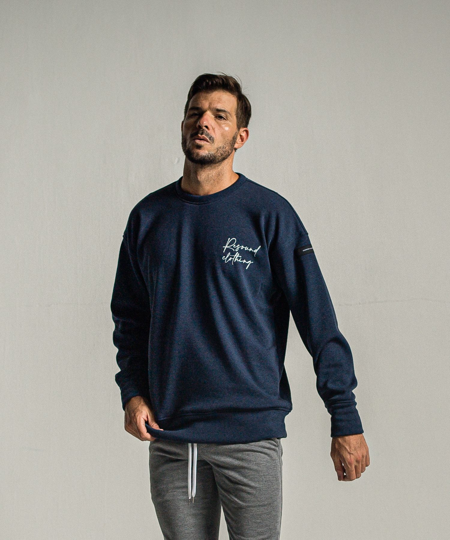 ID VELOURS FLEECE DROP TRAINER / RC34-C-004 / 裏起毛バックロゴトレーナー / ネイビー