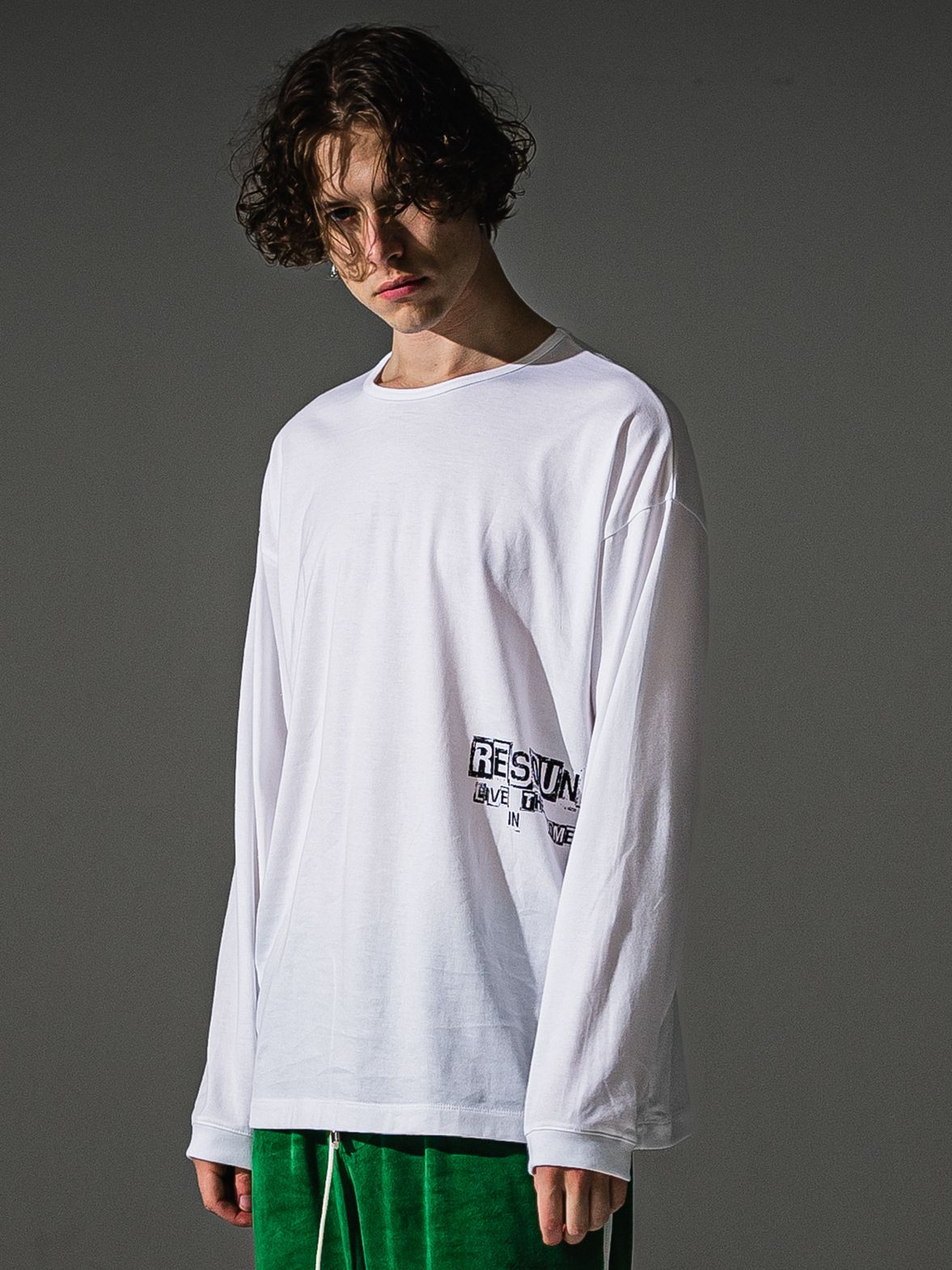 UK OVER LONGSLEEVE TEE / RC41-T-002 / オーバーサイズ長袖ロゴプリントTシャツ / ホワイト (7月中旬入荷予定)