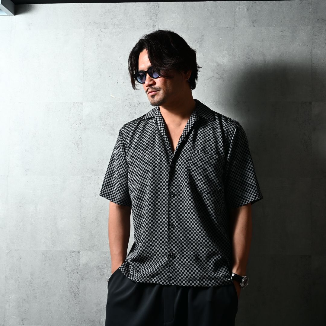 ICHIMATU SHIRTS / DP1-SH-003 / 市松模様半袖シャツ / ブラック×グレー (3月中旬入荷予定)