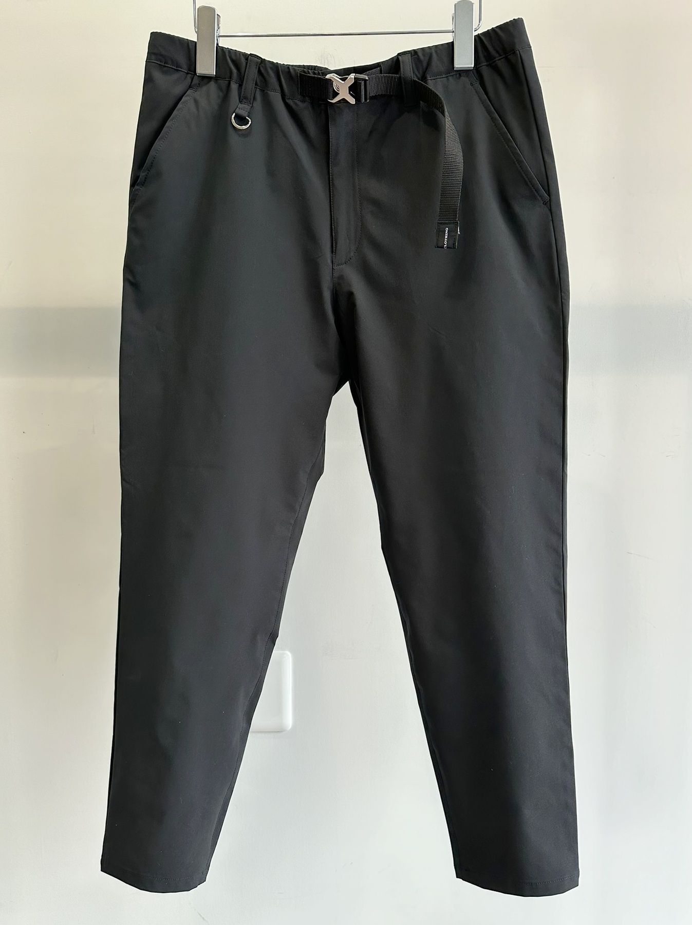 PAT WIDE EASY PANTS / RC31-ST-036 / ベルト付きテーパードワイドパンツ / ナイロンブラック