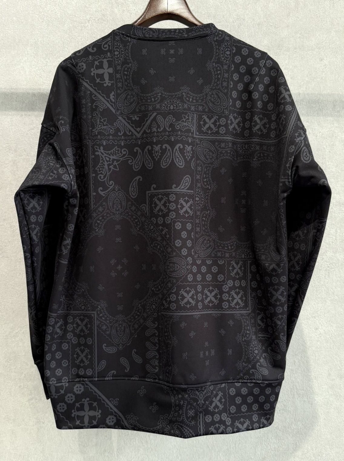 PAISLEY BACK FLEECE DROP TRAINER / RC38-C-008 / 裏起毛ペイズリートレーナー / ブラック