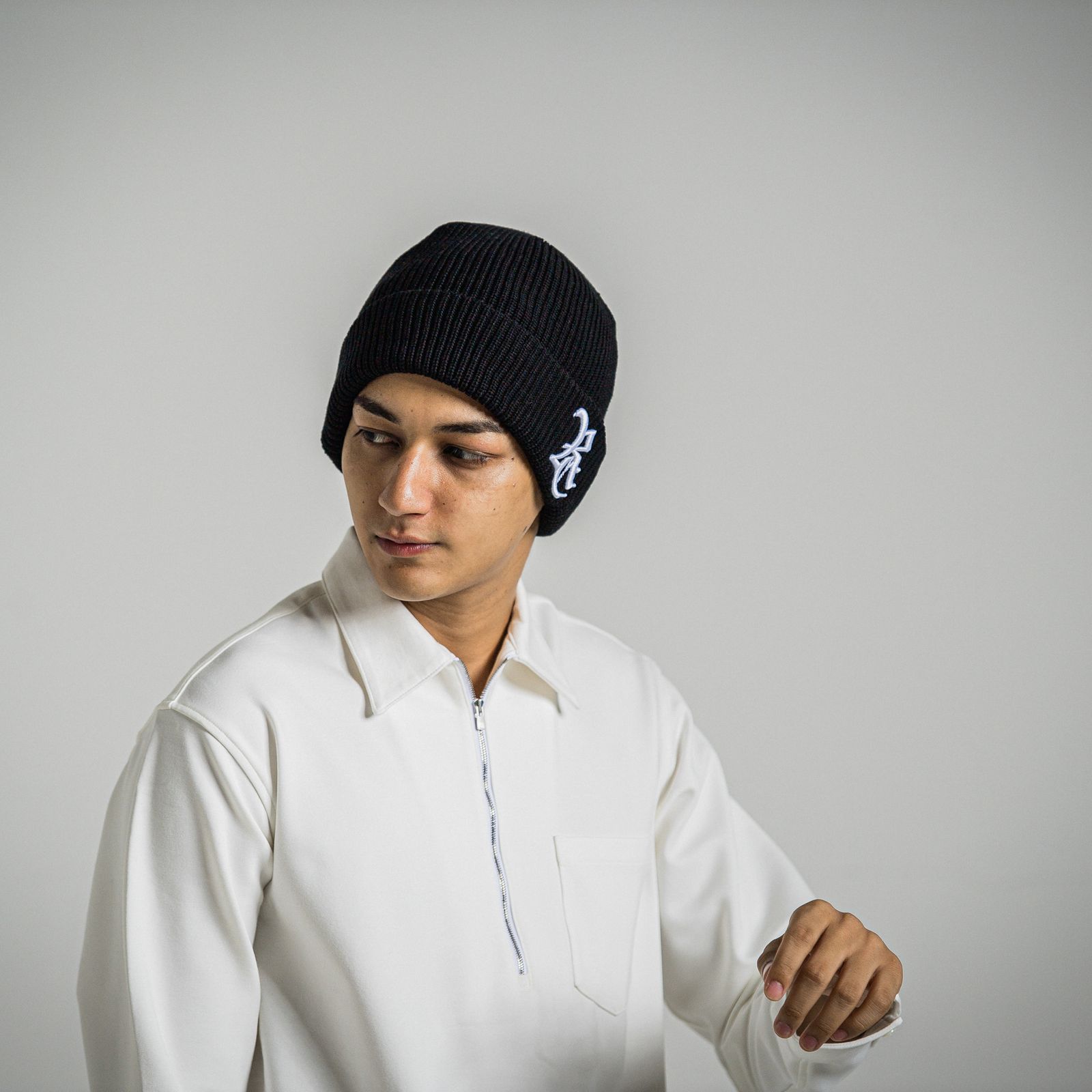 COTTON KNIT CAP / RC34-CAP-004 / コットンニットキャップ / ブラック×ホワイト