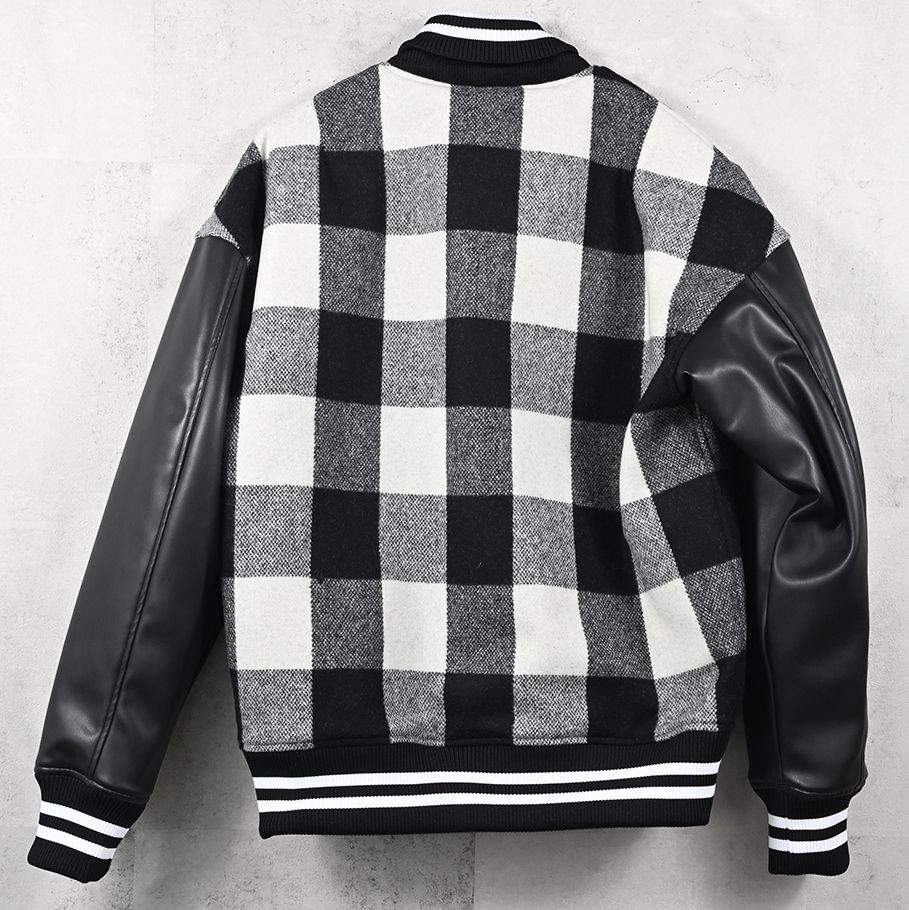 VARSITY JACKET / RC41-JK-008 / スタジャン / ブラック×ホワイトチェック (10月下旬入荷予定)