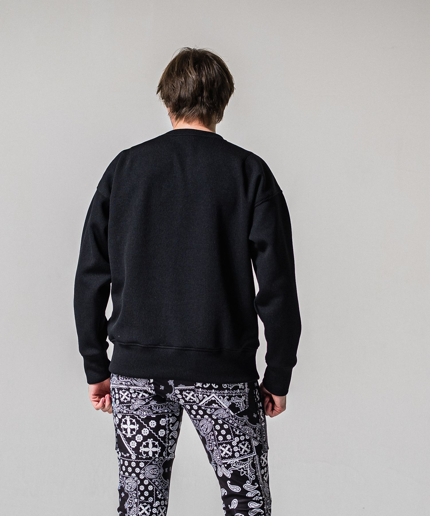 AZE MILITARY DROP TRAINER / RC39-C-003 / 高機能畦編みニットトレーナー / ブラック (1月下旬入荷予定)