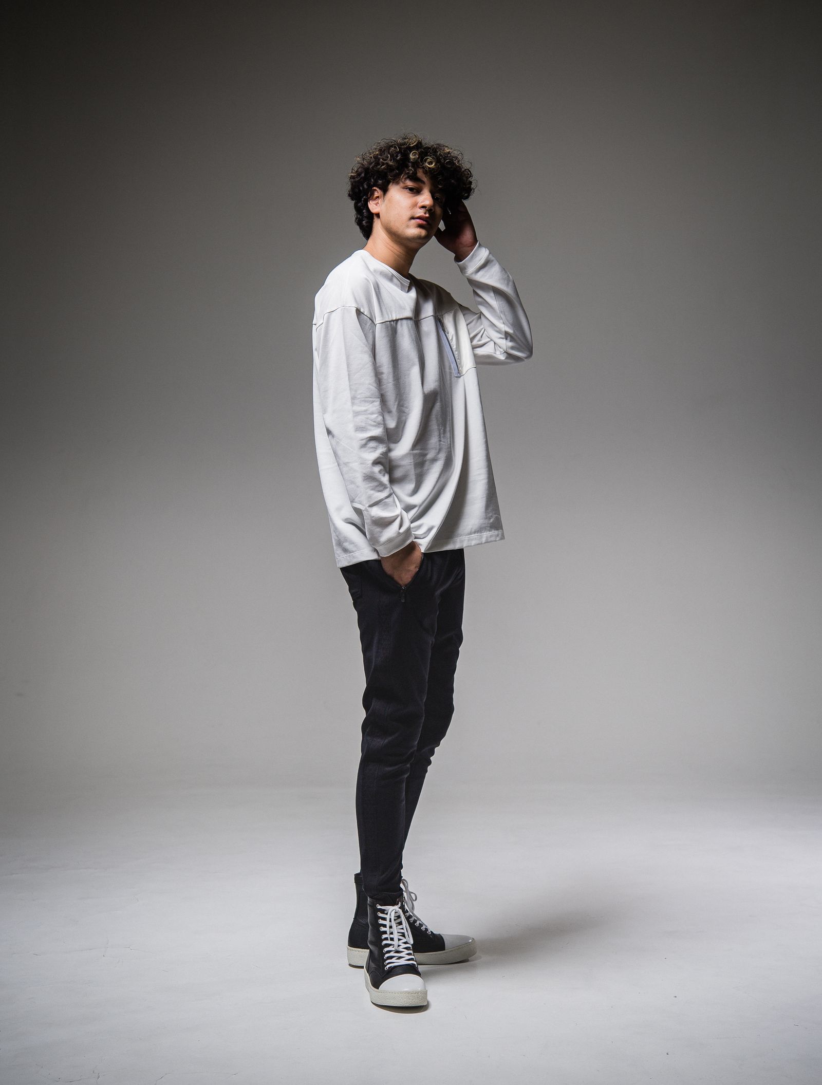 NYLON POCKET LOOSE LONG SLEEVE / RC25-T-002 / ナイロンポケットビッグロングTシャツ / ホワイト※