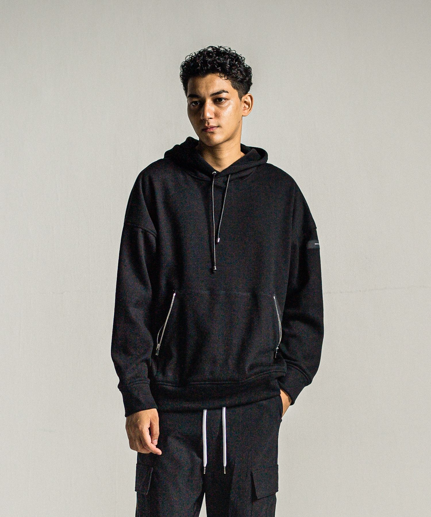 SHAGGY FLEECE THERMAL PULLOVER HOODIE / RC34-C-003 / 裏起毛サーマルパーカー / ブラック