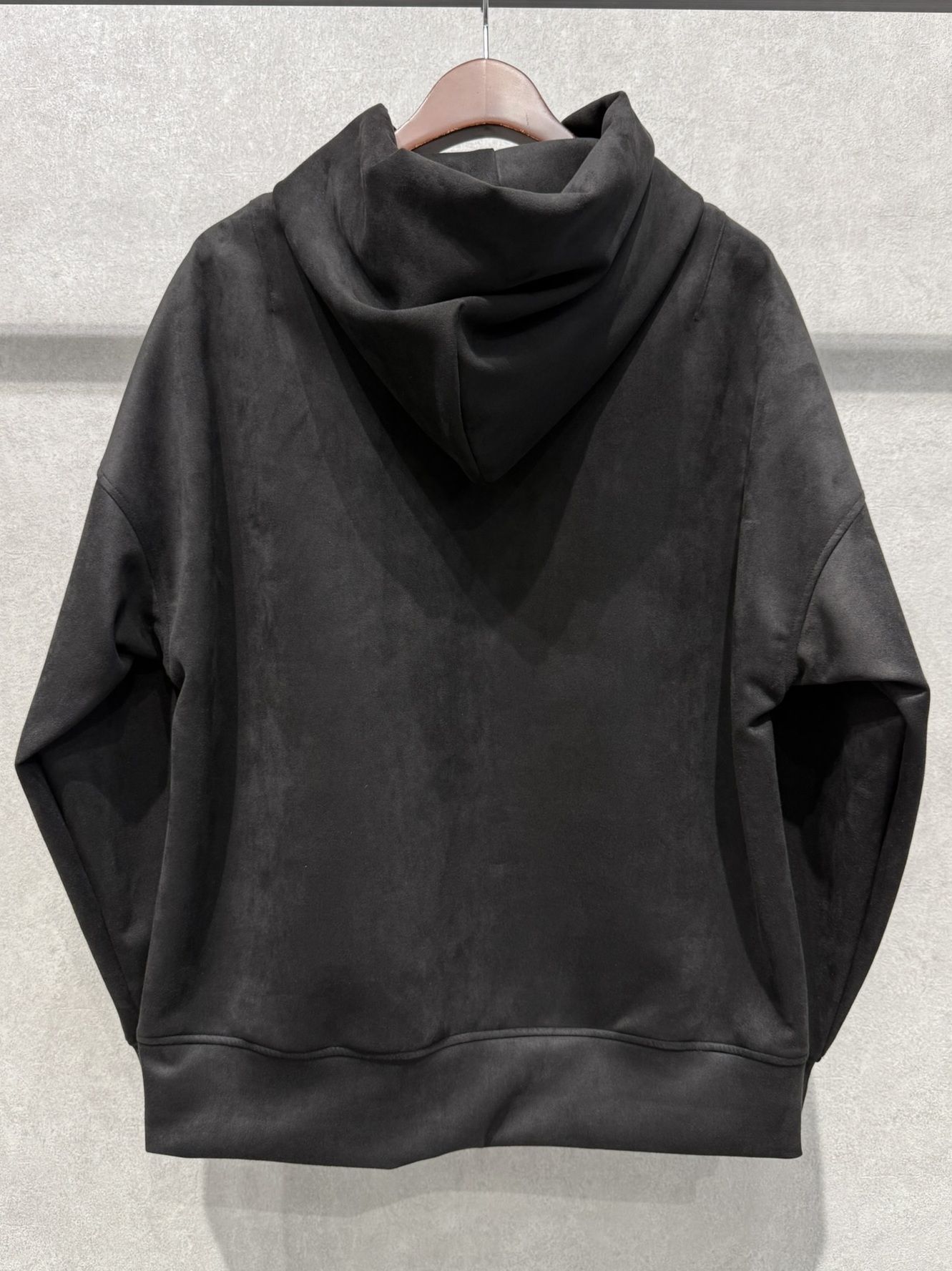 SUEDE LOOSE HOODIE / RC38-C-006 / スエードパーカー / ブラック