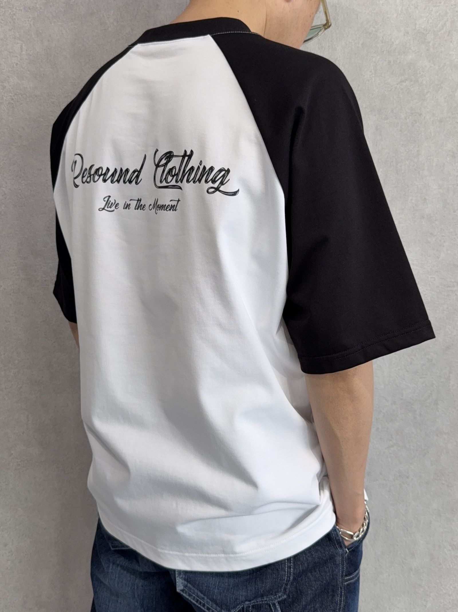 BACK RC RAGLAN OVER TEE / RC39-T-001 / バックロゴラグランビッグTシャツ / ホワイト×ブラック