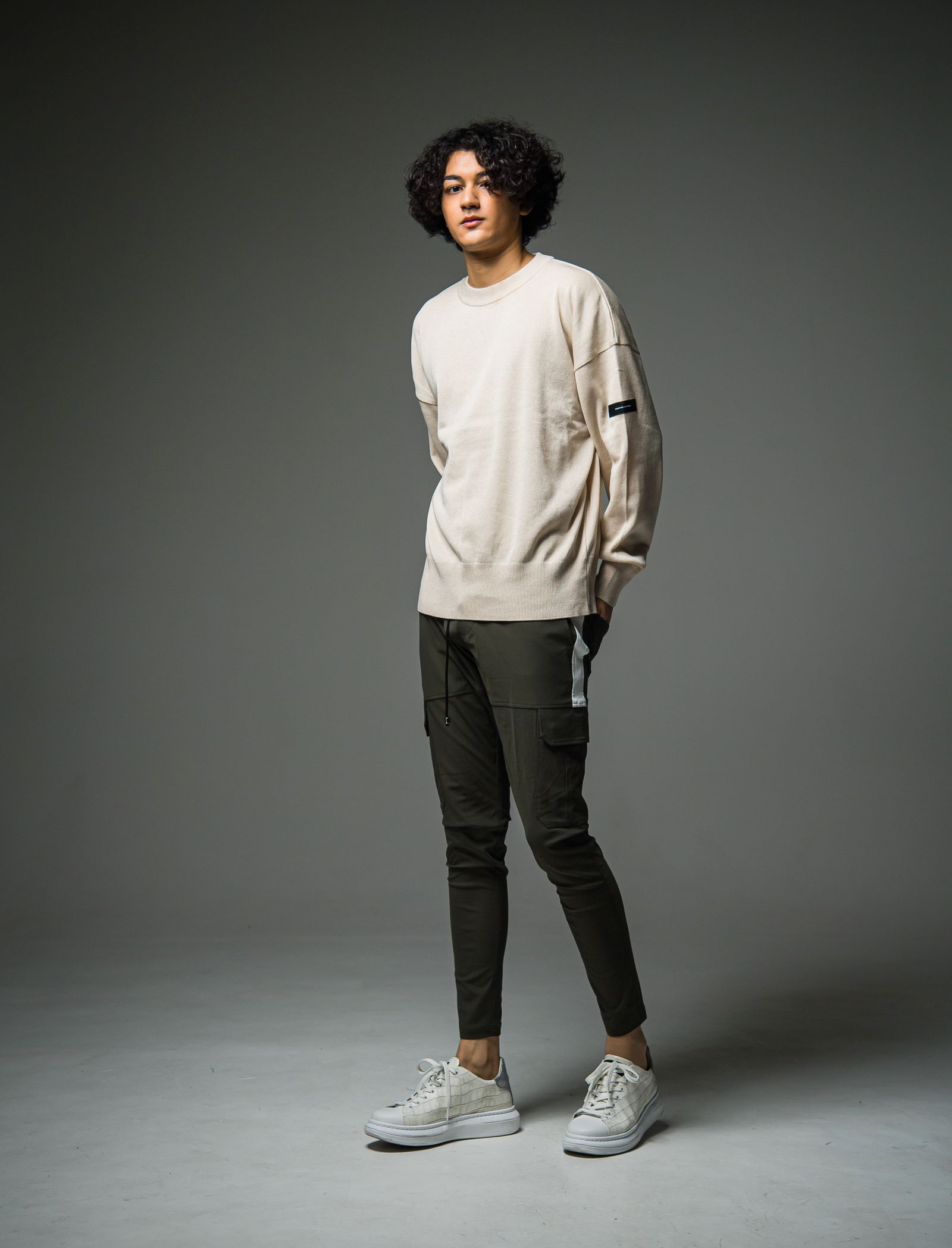 SILK KNT OVER LONG SLEEVE / RC29-K-002 / 無地ルーズコットンニット / ベージュ