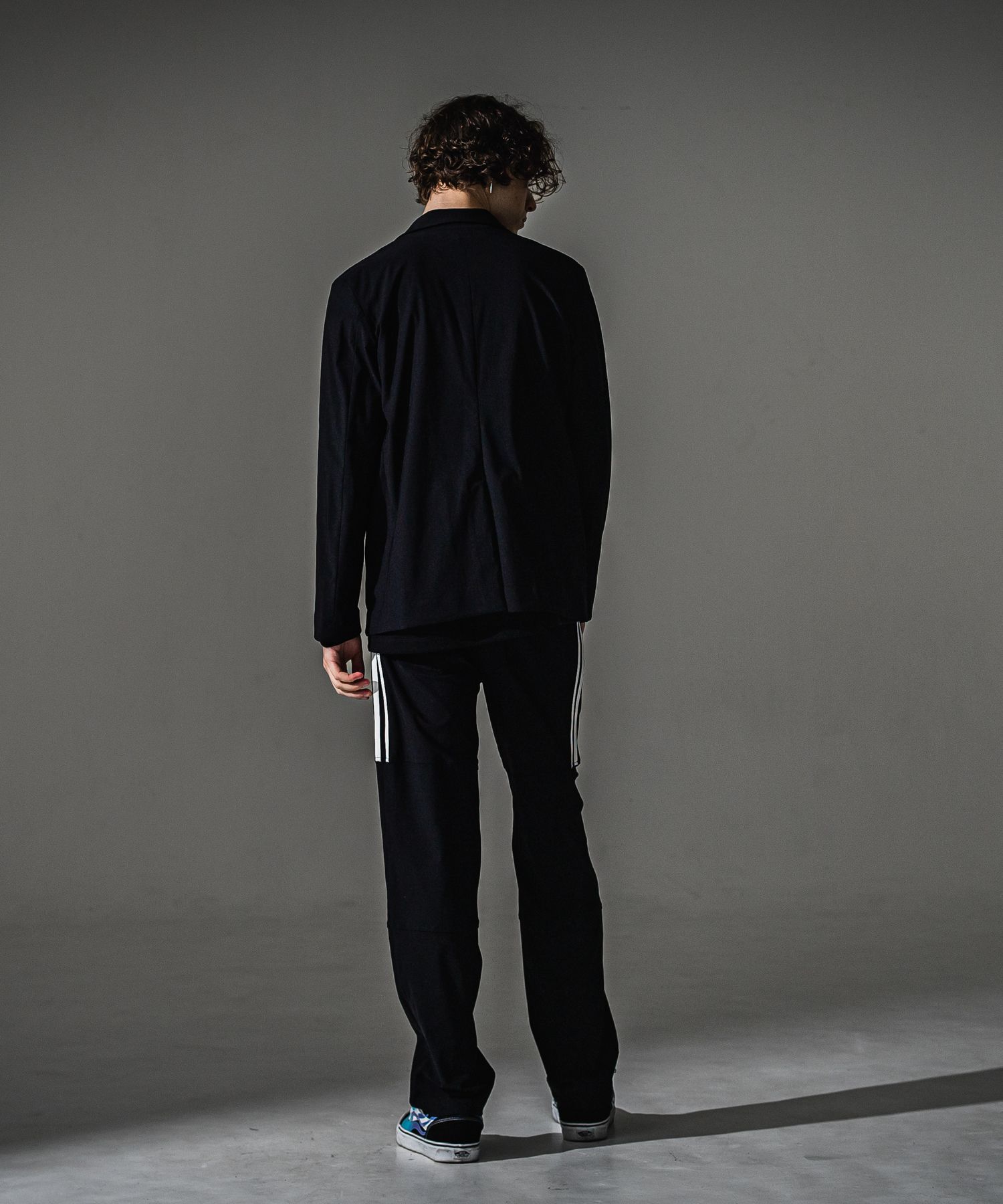 JOHNSON LINE WIDE PT / BASIC-ST-009WT / ジョンソンラインセミワイドタックパンツ / ブラック×ホワイト (7月下旬入荷予定)