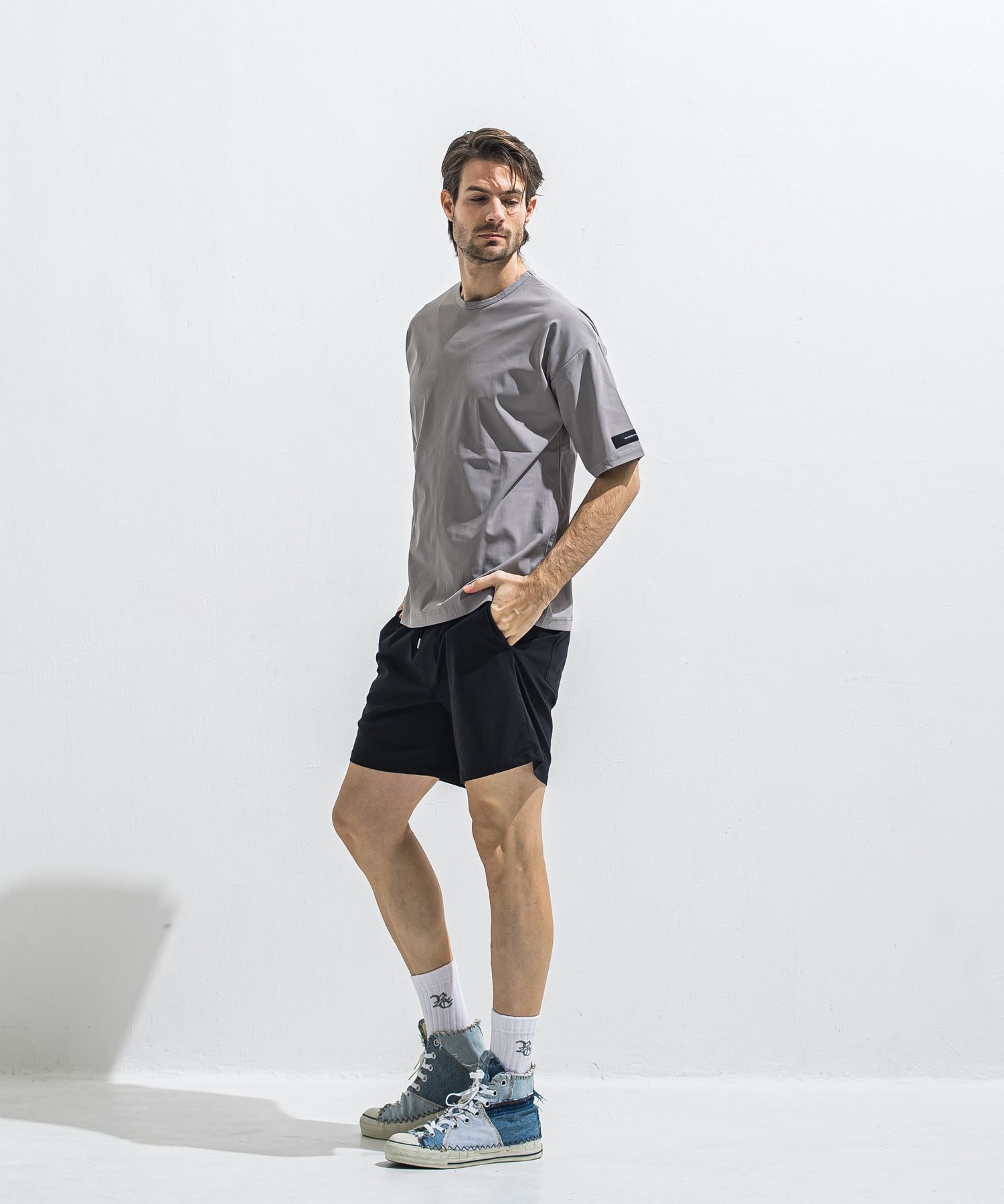 TV NYLON SHORTS / RC40-HP-004 / リラックスナイロンショーツ / ブラック (6月上旬入荷予定)