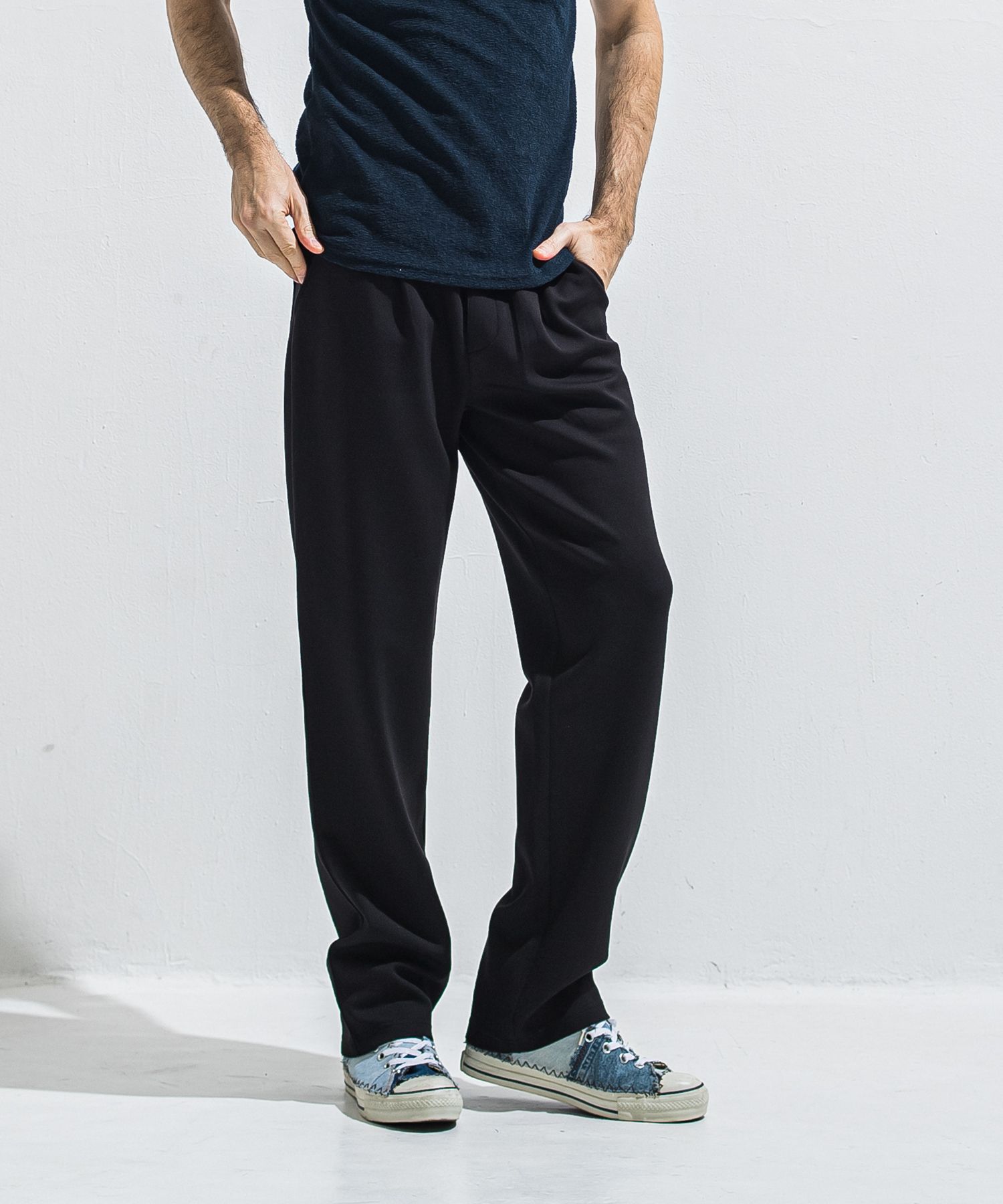 SEMI WIDE TUCK PANTS / RC40-ST-016WT / セミワイドタックパンツ / ダンボールブラック (4月中旬入荷予定)