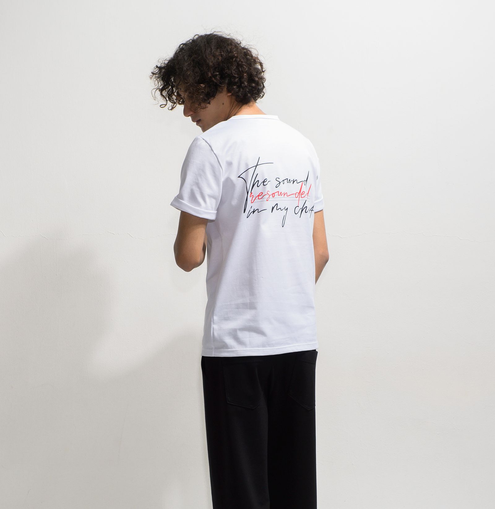 MESSAGE CHEST ROLL UP JERSEY TEE / RC20-T-003 / バックプリントTシャツ