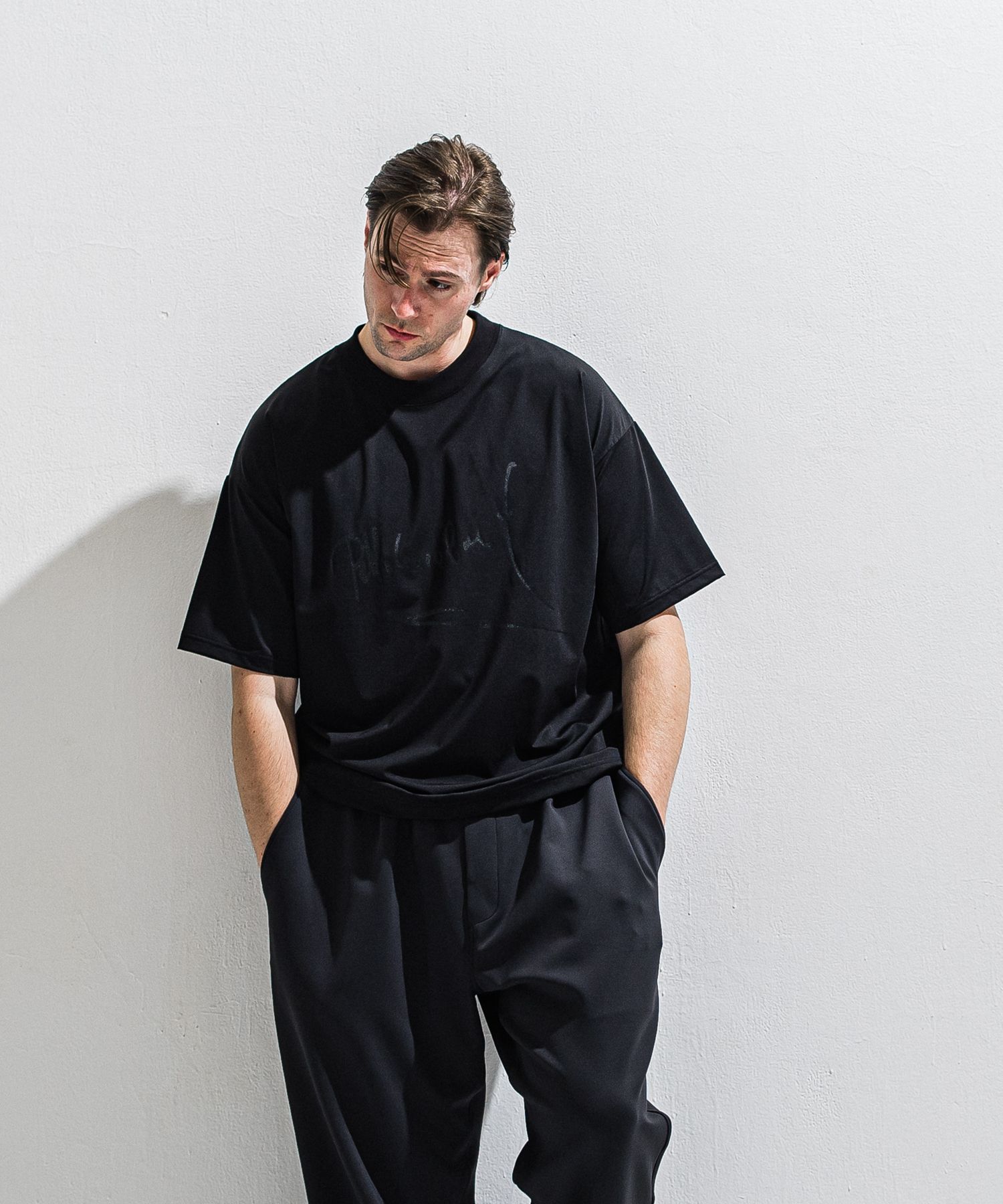 PB SIGN OVER NYLON T / DP1-T-002 / サインプリントナイロンビッグTシャツ / ブラック (4月上旬入荷予定)