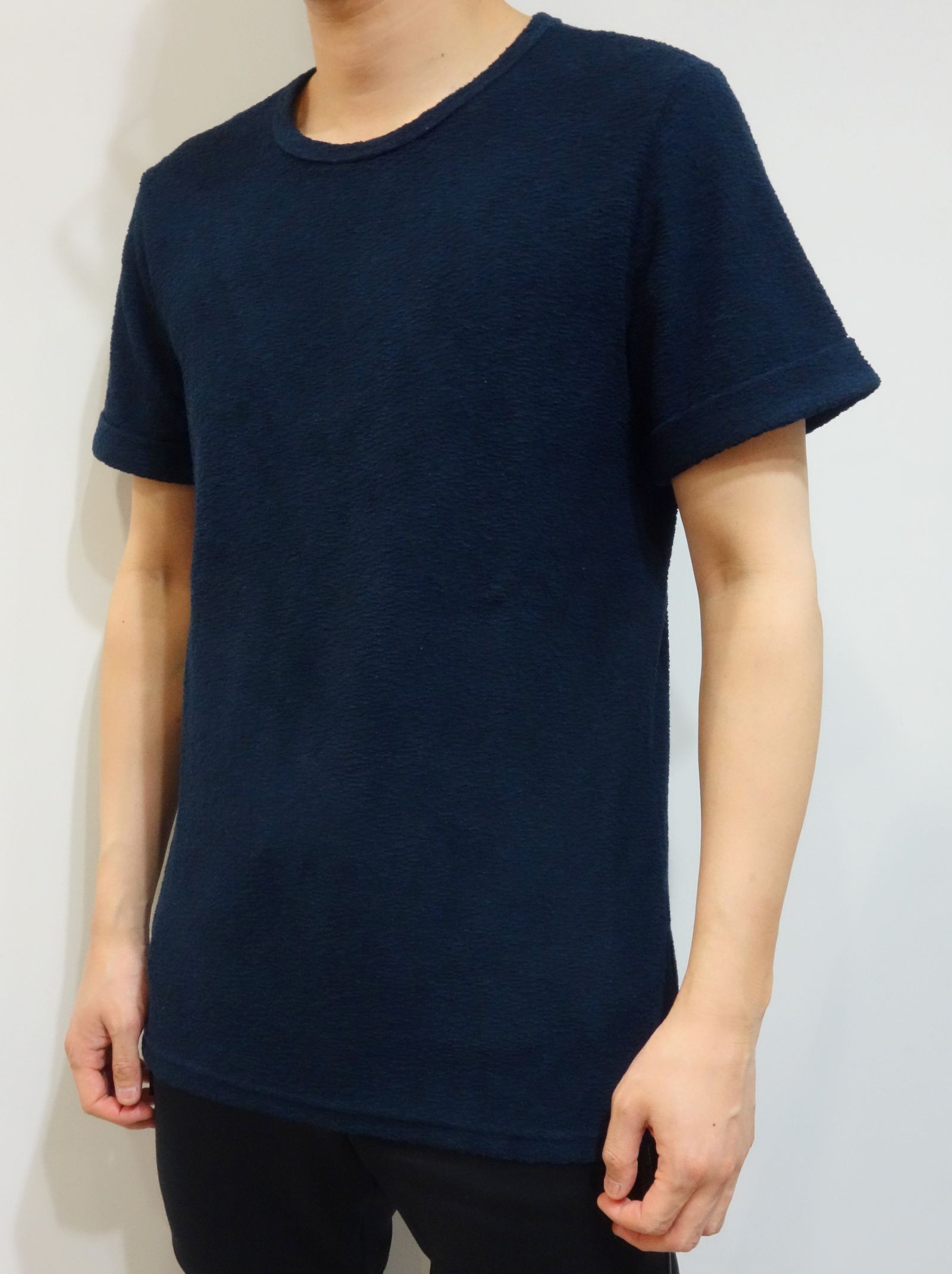 RANDOM PILE ROLL UP TEE / RC24-T-001 / パイル無地Tシャツ / ネイビー