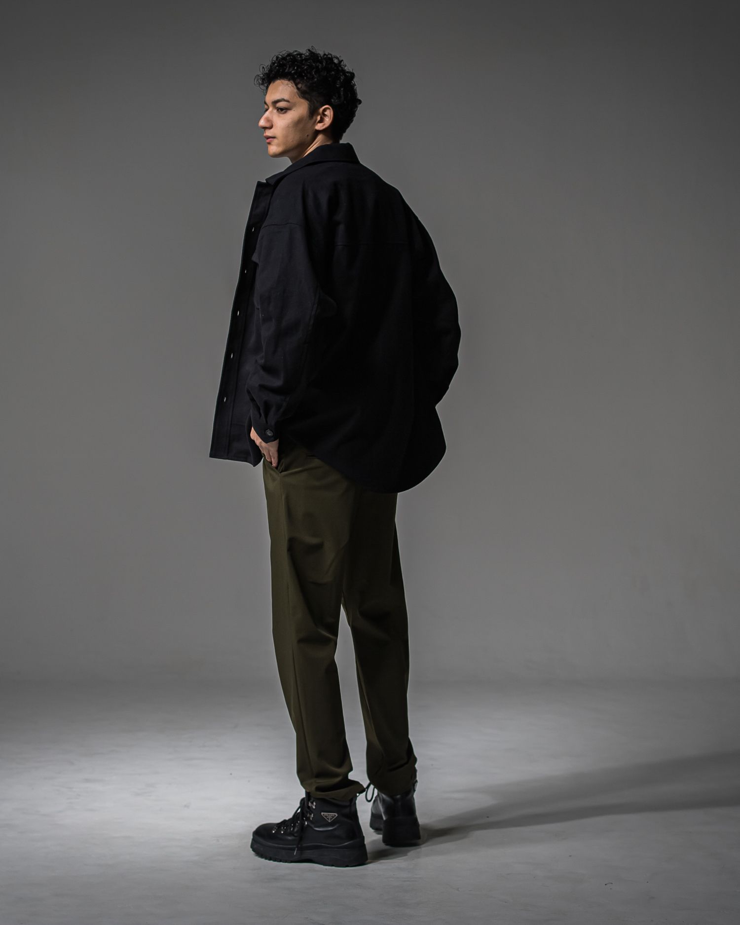 PAT WIDE EASY PANTS / RC37-ST-036BN / ワイドテーパードパンツ / オックス カーキ