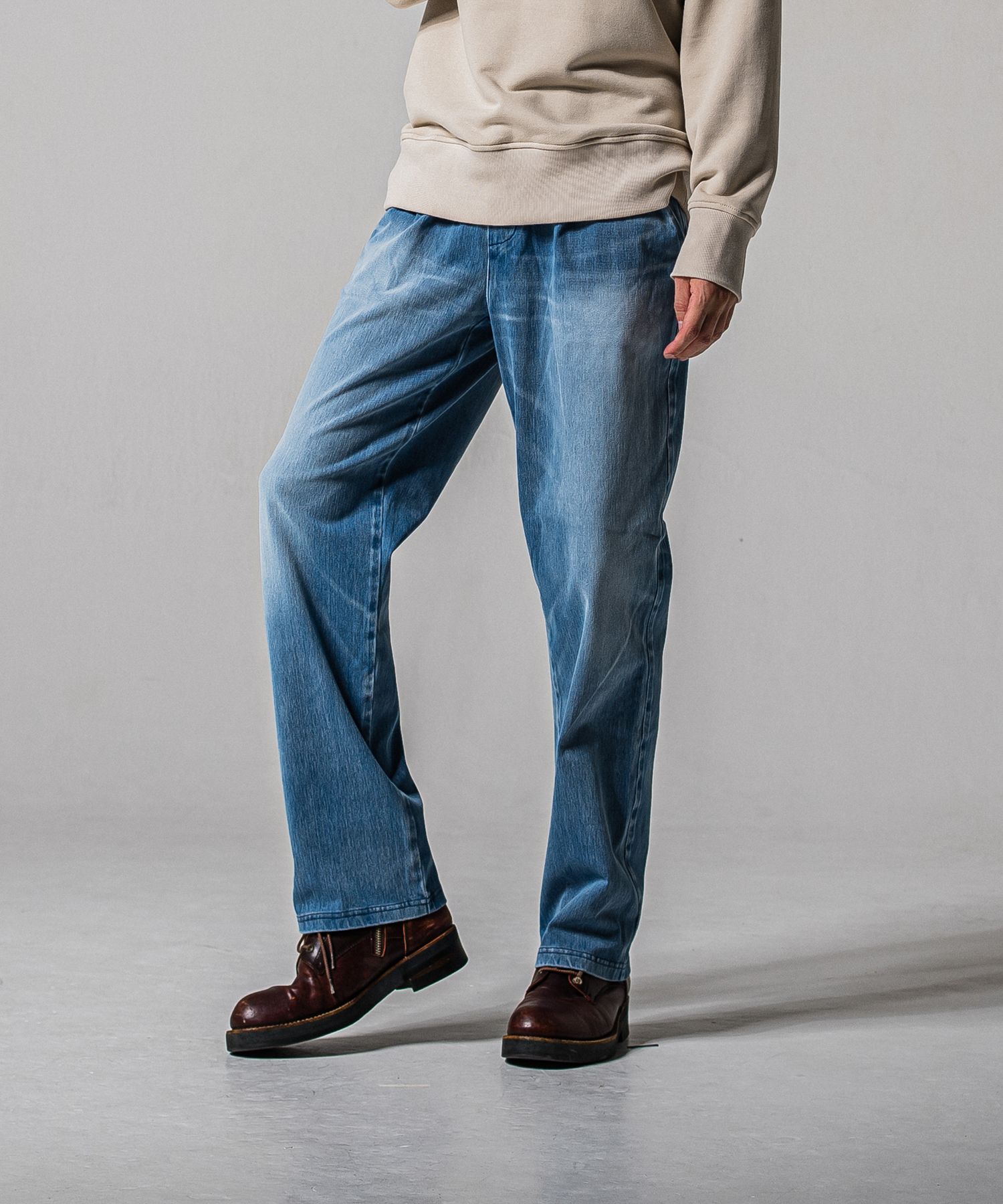 DENIM JERSEY WIDE PT / RC39-ST-016WTD / ライトオンスデニムジャージ ワイドパンツ / ライトインディゴ (2月中旬入荷予定)