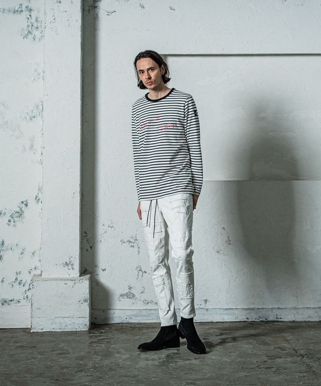 MICK DENIM JERSEY / RC35-ST-020 / デニムジャージテーパードパンツ / ホワイトリメイク
