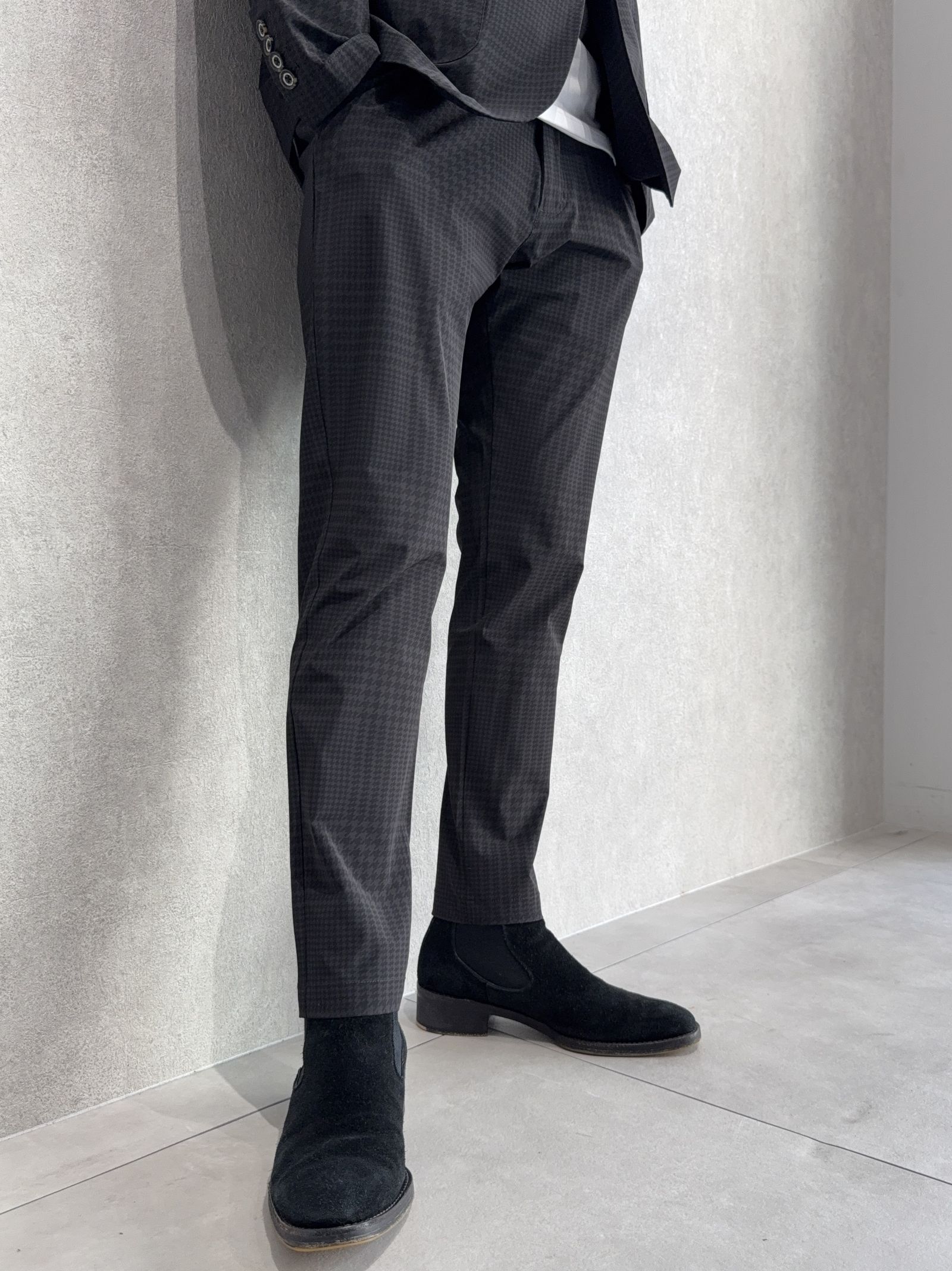 ストレッチナイロンセットアップ / uso-26062,usb-26062 / チャコール×ブラック(グレンチェック)