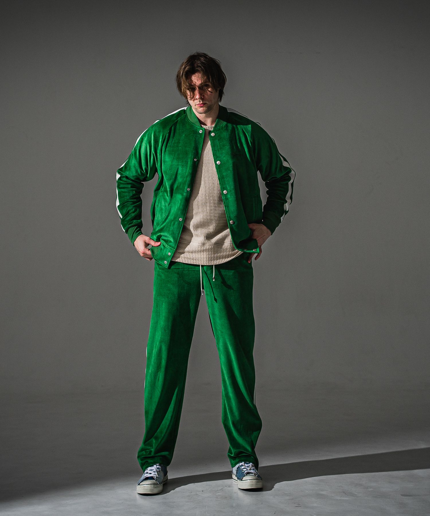 VELOURS VARSITY / RC41-C-005 / ベロアトラックスタジャン / グリーン (9月中旬入荷予定)