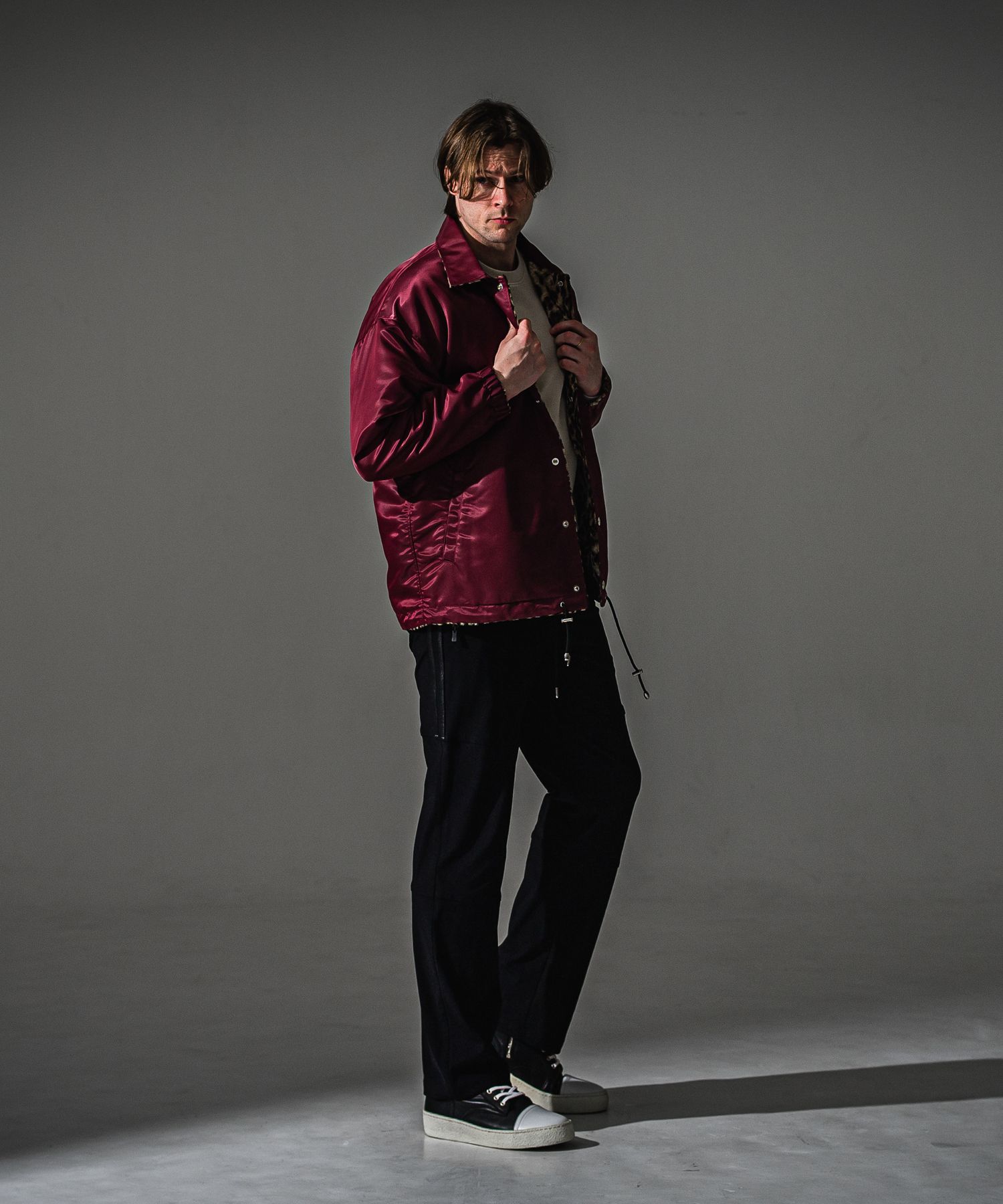 JOHNSON LINE WIDE PT / BASIC-ST-009WT / ジョンソンラインセミワイドタックパンツ / ブラック×ブラック (7月下旬入荷予定)