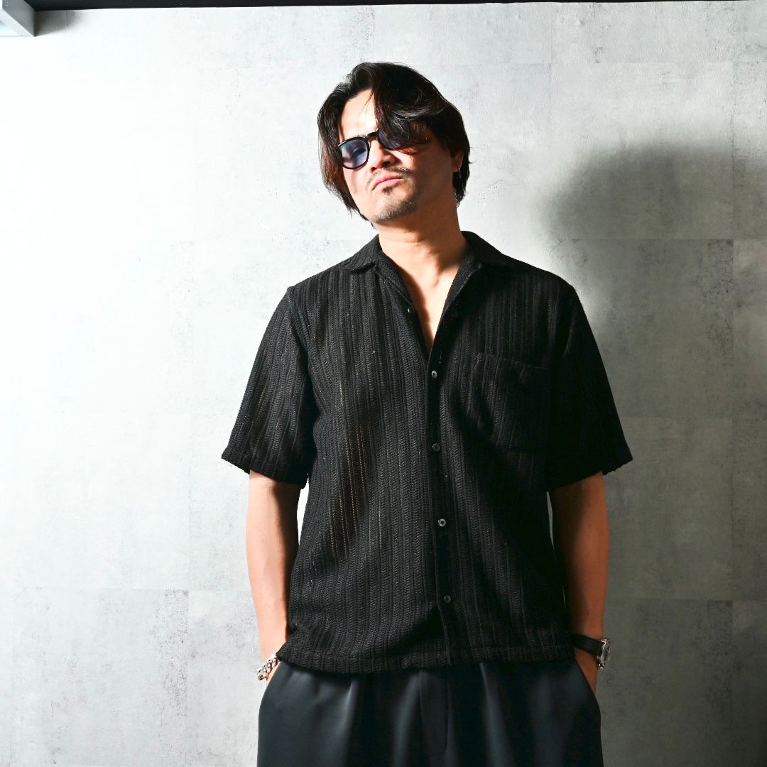 RUSSEL SHIRTS / DP1-SH-004 / ラッセル織り半袖シャツ / ブラック (3月中旬入荷予定)