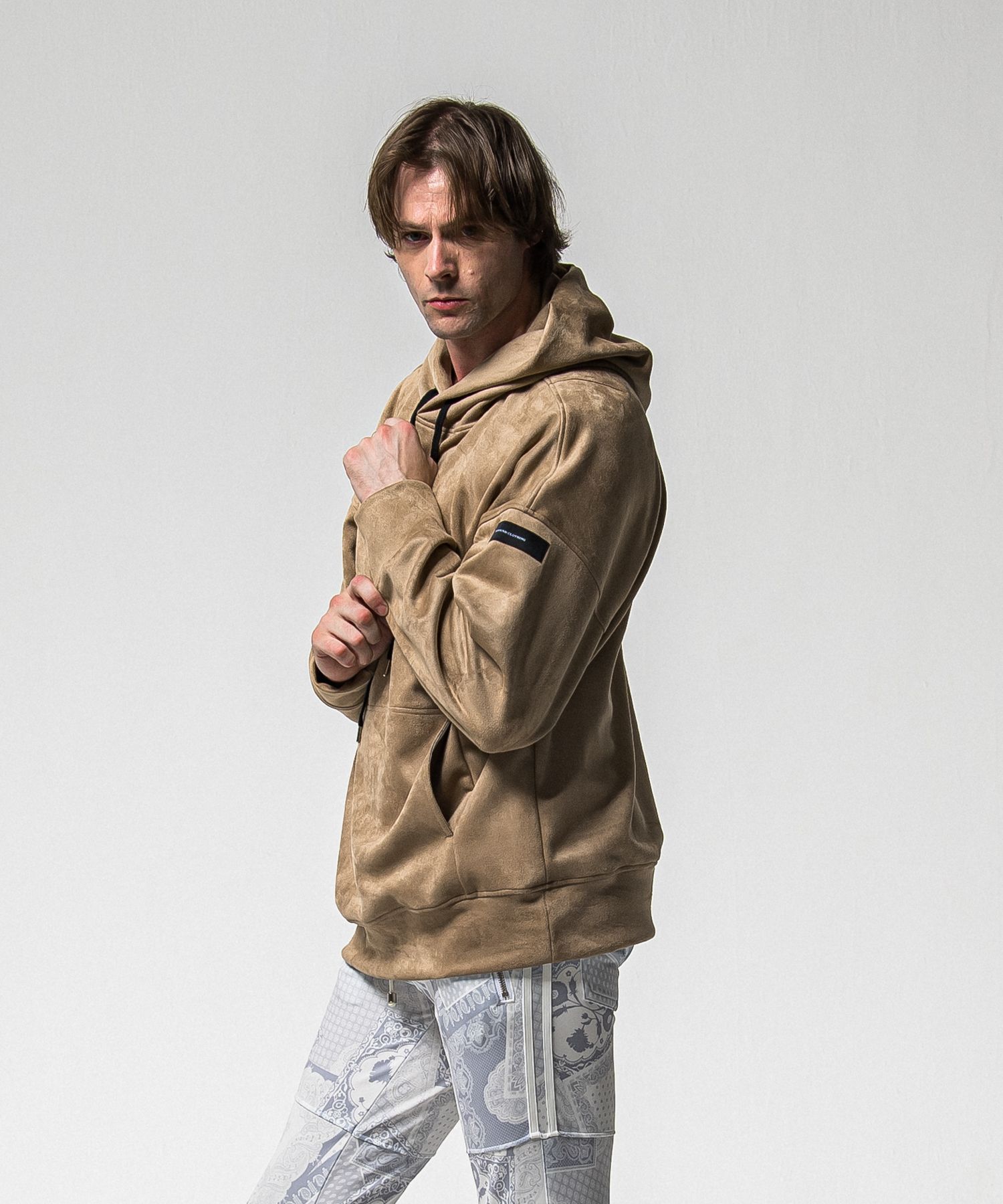 SUEDE LOOSE HOODIE / RC38-C-006 / スエードパーカー / ブラウン (1月上旬入荷予定)