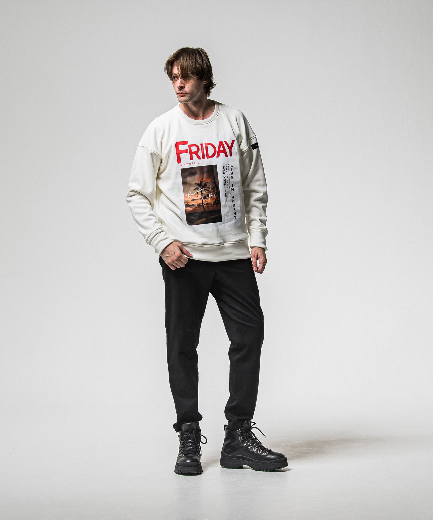 【FRIDAYコラボ】 FRIDAY OLD COVER VELOURS FLEECE TRAINER / RCF1-C-002 / 裏起毛FRIDAYオールドカバートレーナー / ホワイト (11月上旬入荷予定)