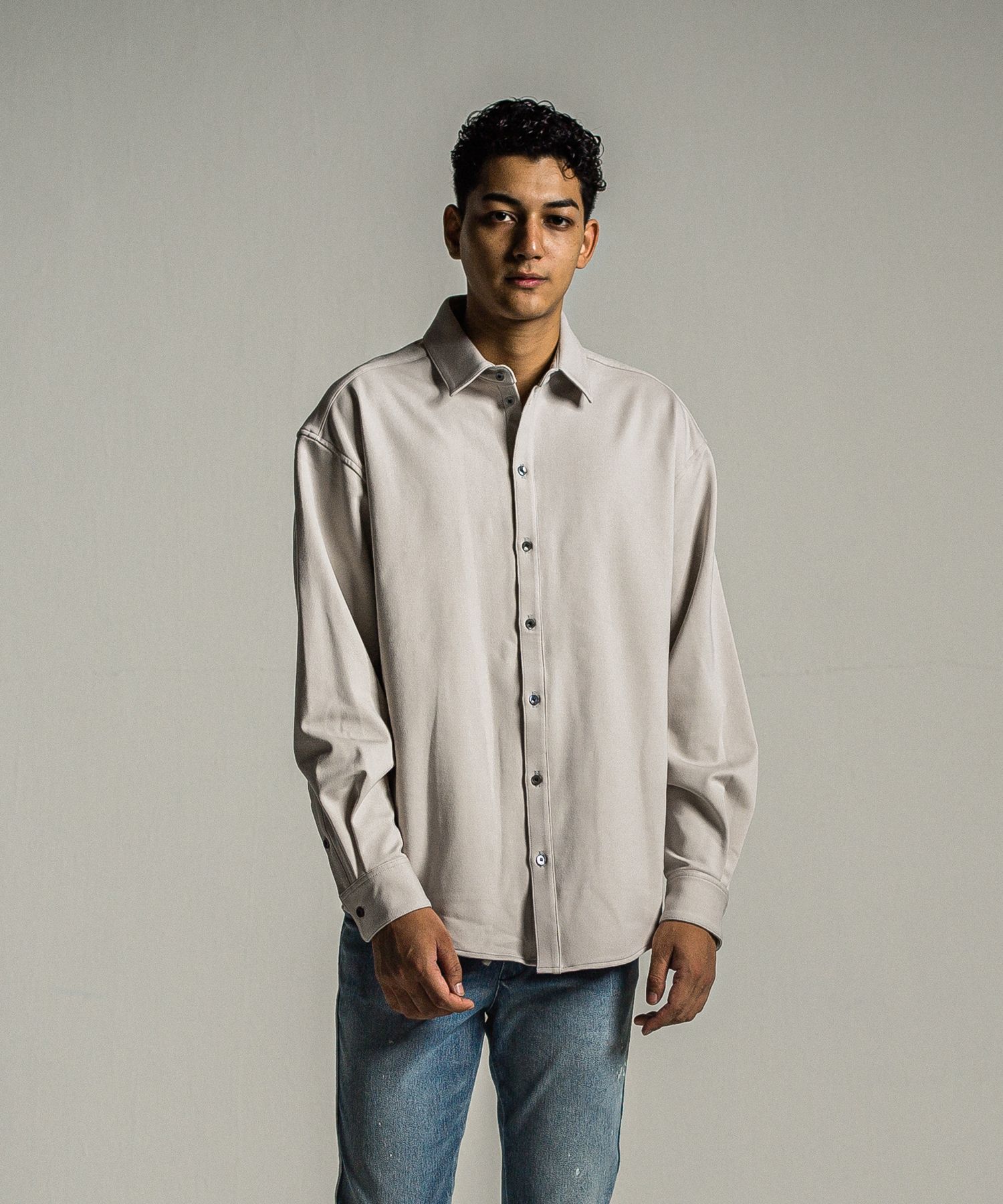 JERSEY JACK SHIRT / RC34-SH-001 / 裏起毛オーバーサイズシャツ / グレー