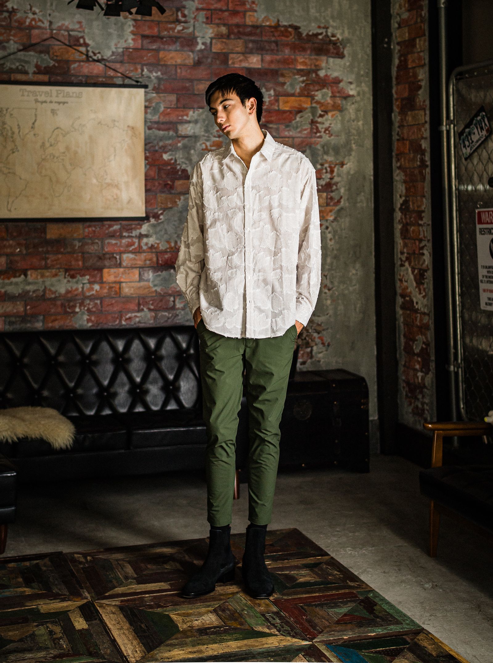 PAT TIGHT EASY PANTS / RC31-ST-037 / ベルト付きイージーパンツ / ナイロンカーキ