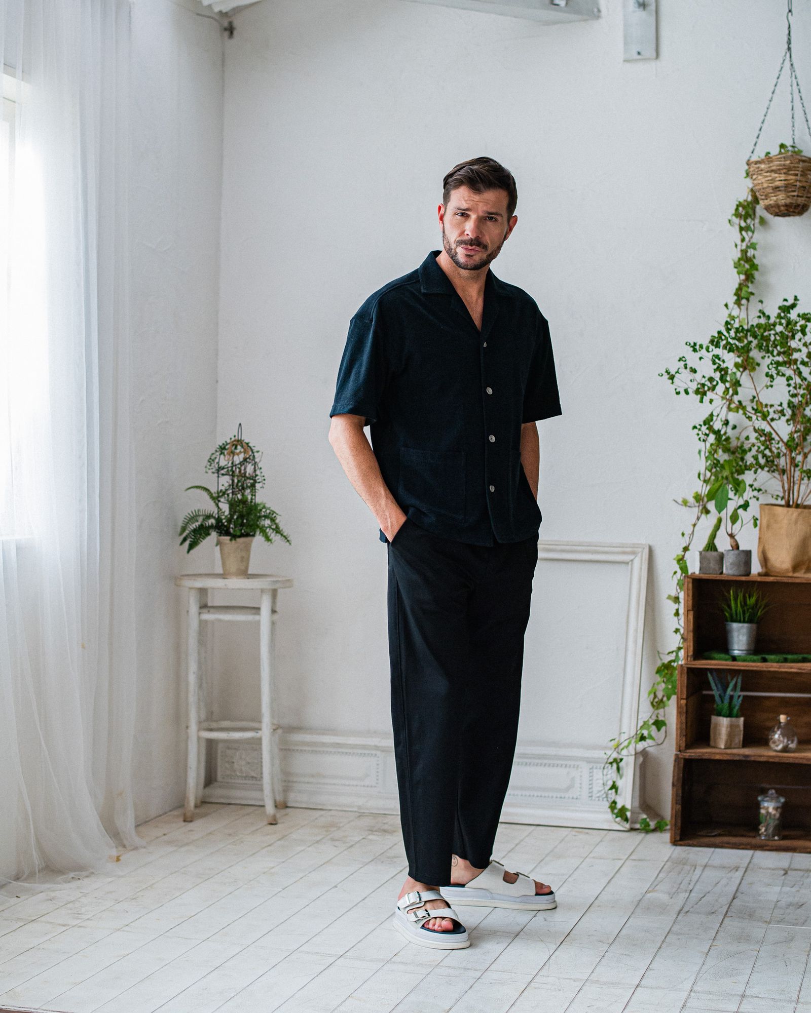 CHRIS EASY WIDE TUCK PANTS / RC32-ST-016WT / ワイドタックパンツ / ブラック