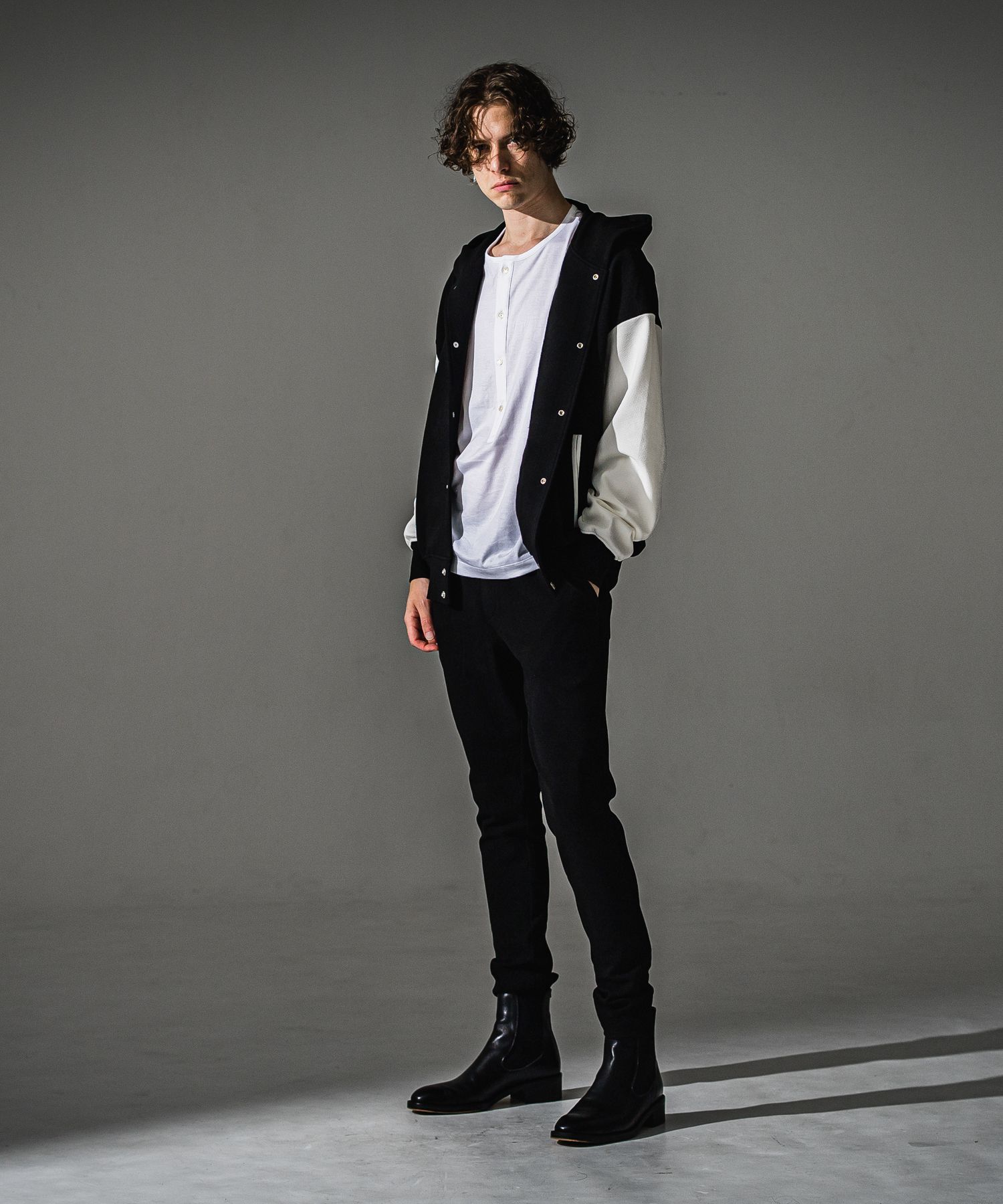BLISTER VARSITY HOODIE / RC41-C-006 / ライトブリスターニットパーカースタジャン / ブラック×ホワイト (8月下旬入荷予定)