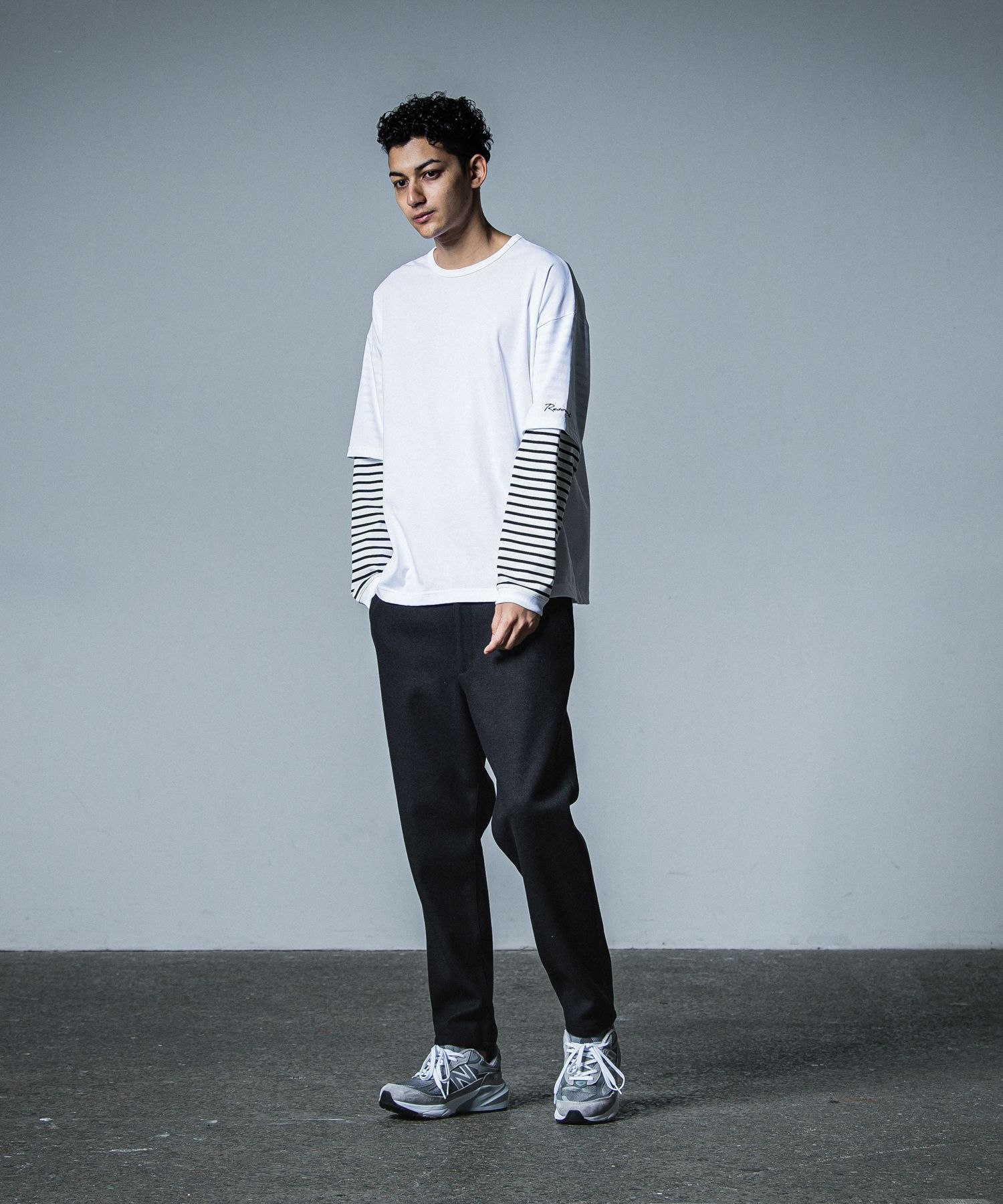 PAT WIDE EASY PANTS / RC33-ST-036BN / ワイドテーパードパンツ / ブラックメルトン