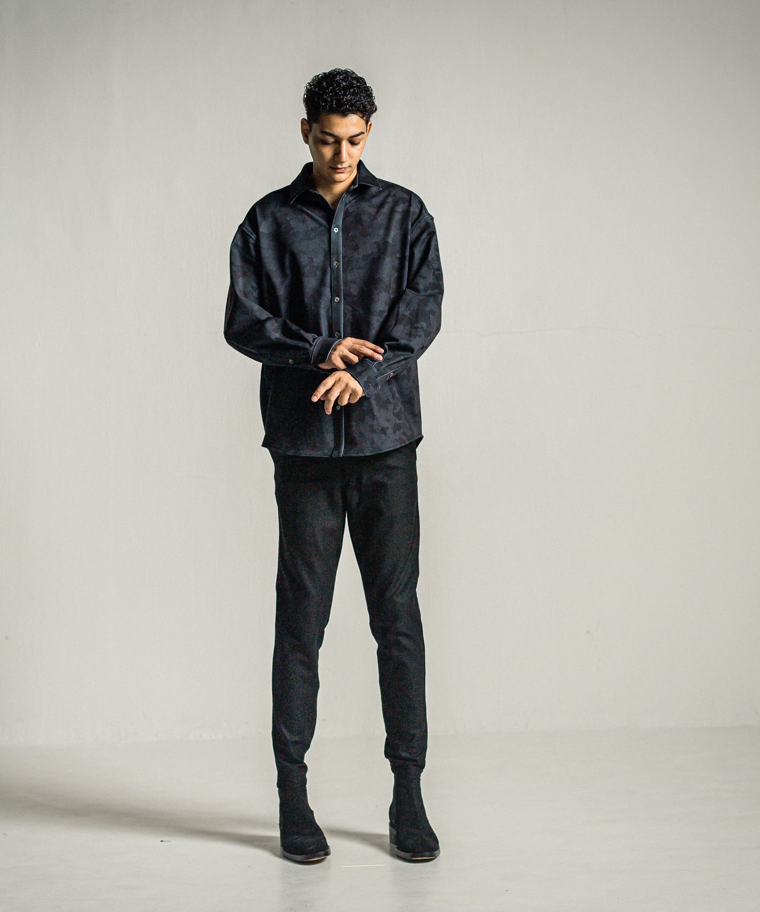 JERSEY JACK SHIRT / RC34-SH-001 / 裏起毛オーバーサイズシャツ / ブラックカモフラ