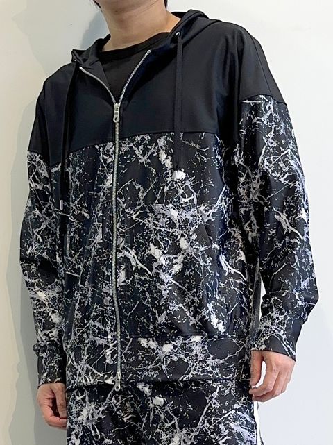 PAISELY RUSH OVER ZIPUP HOODIE / RC32-C-001 / ラッシュガードパーカー / ペイントブラック