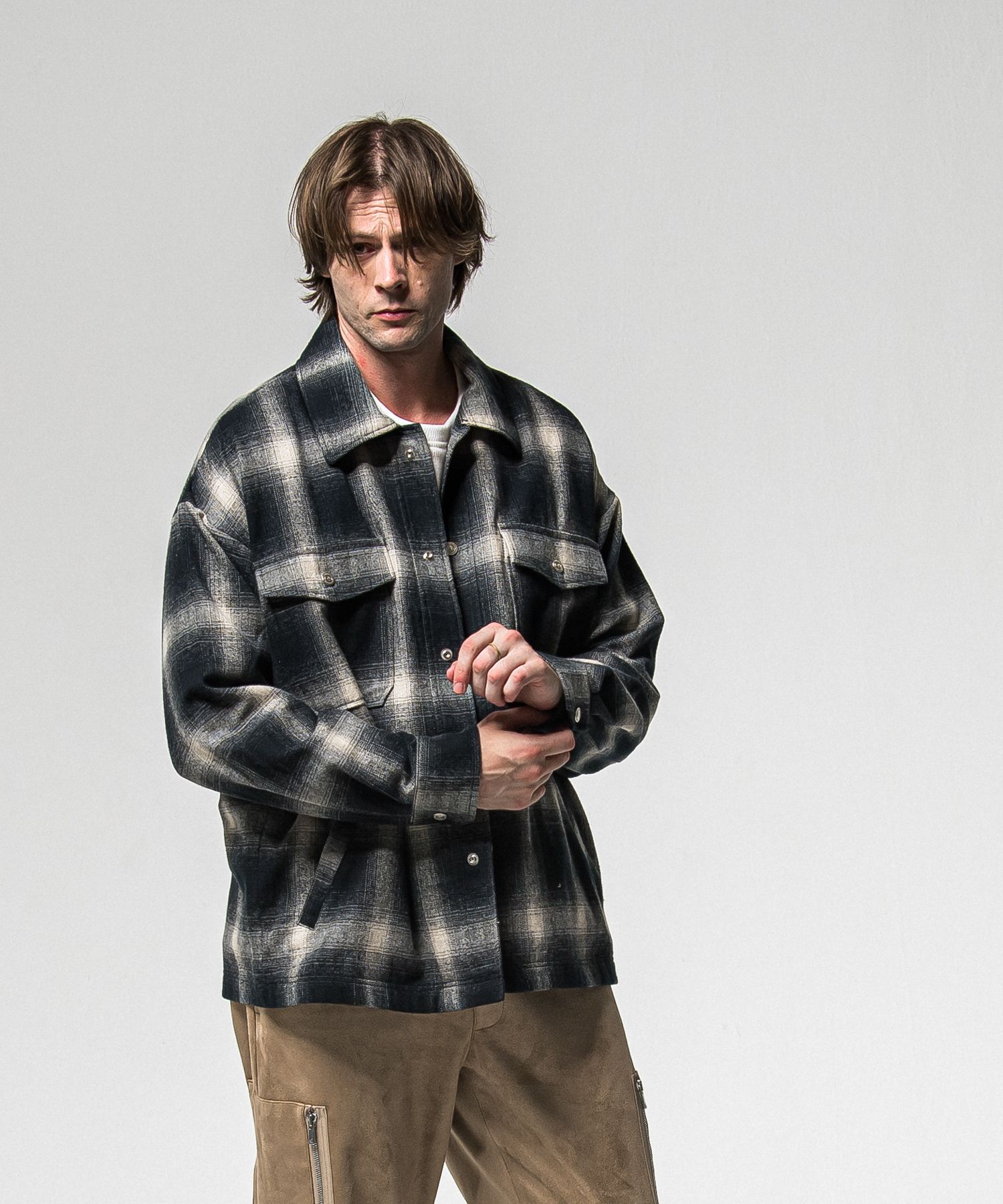 FLANNEL CHECK JK / RC38-JK-007 / フランネルチェックCPOジャケット / ブラック (10月中旬入荷予定)