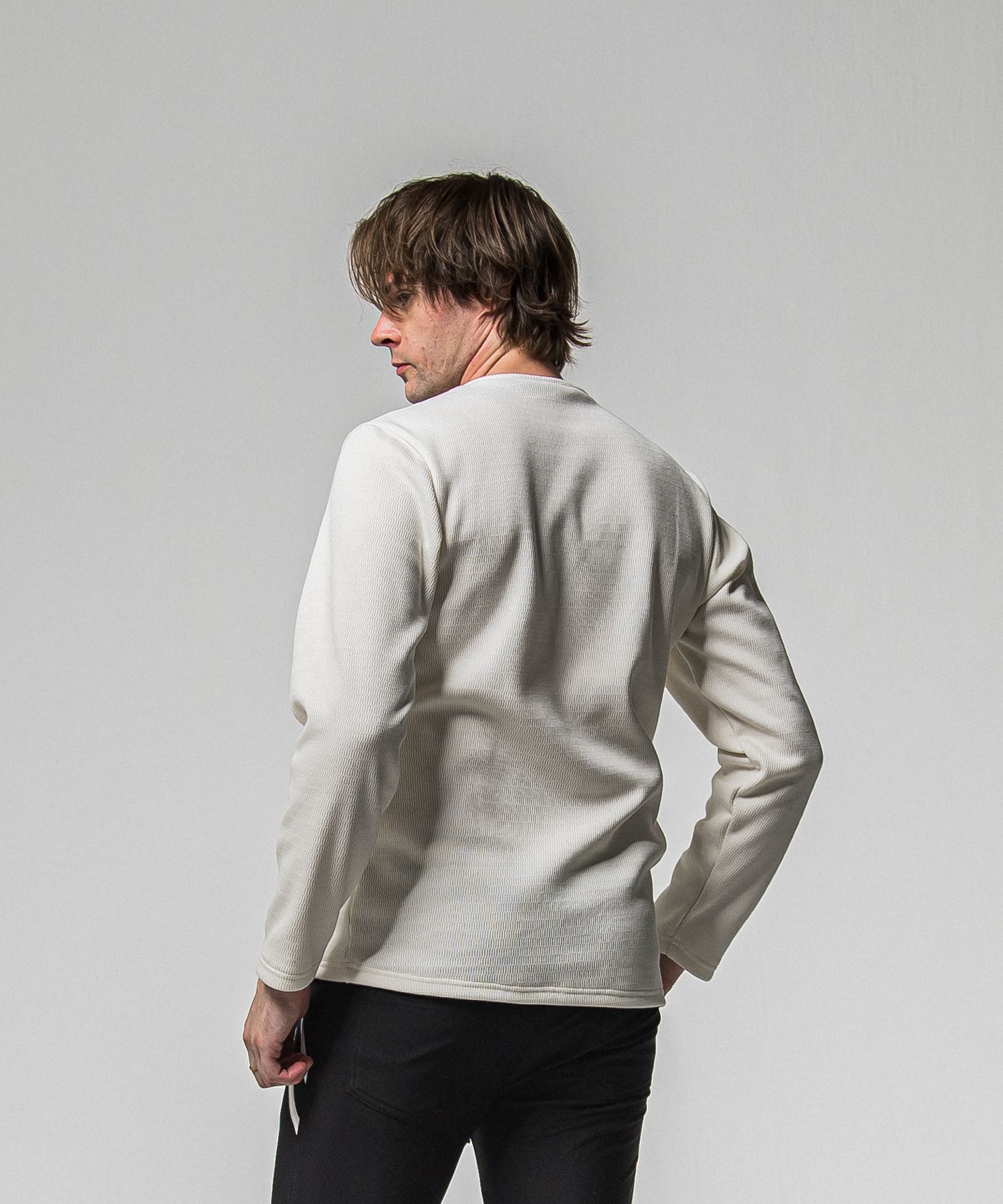 VELOURS FLEECE THERMAL HENRY / RC38-C-003 / 裏起毛サーマルヘンリーネックロングTシャツ / ホワイト (10月中旬入荷予定)