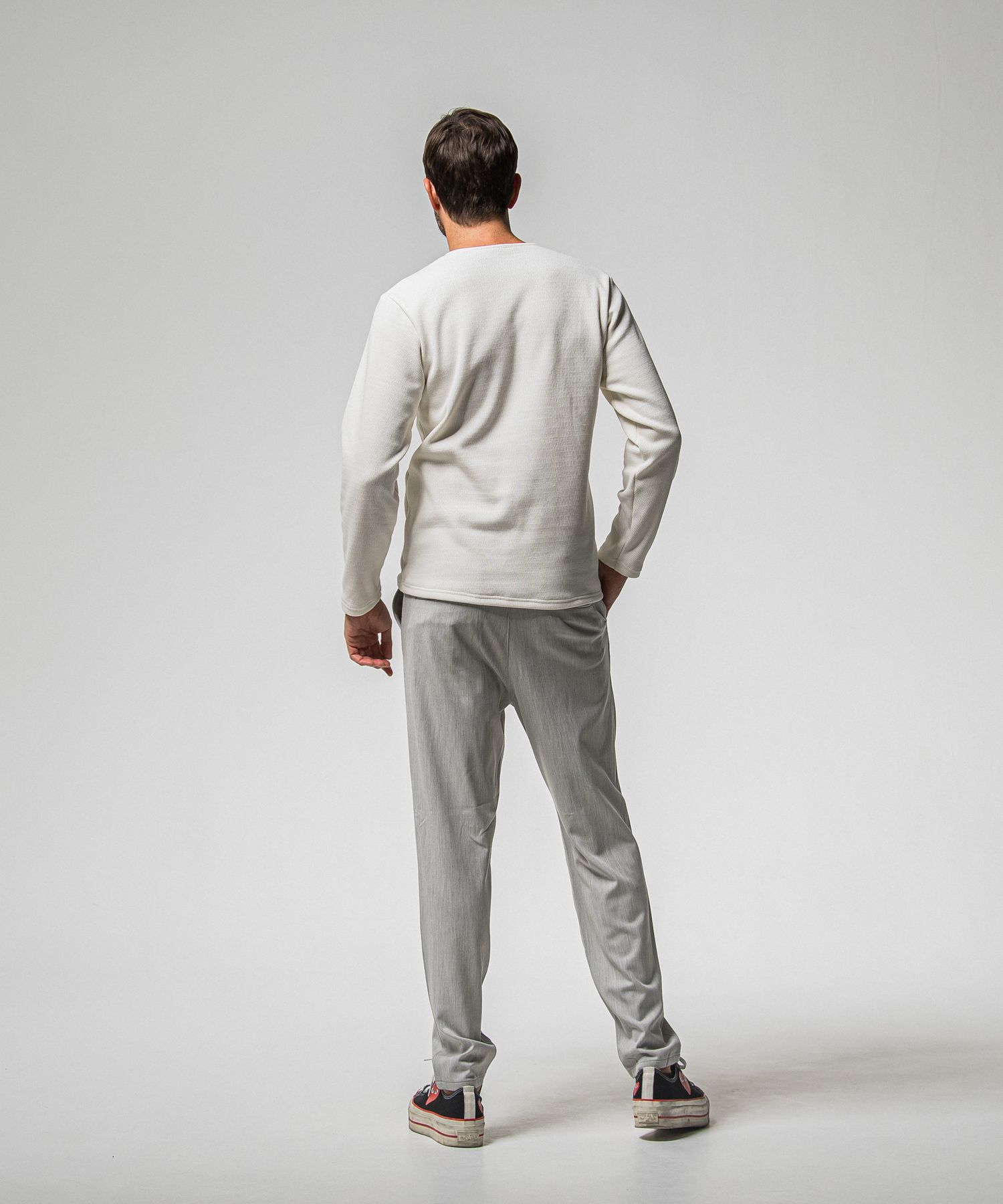 VELOURS FLEECE THERMAL HENRY / RC38-C-003 / 裏起毛サーマルヘンリーネックロングTシャツ / ホワイト (10月中旬入荷予定)