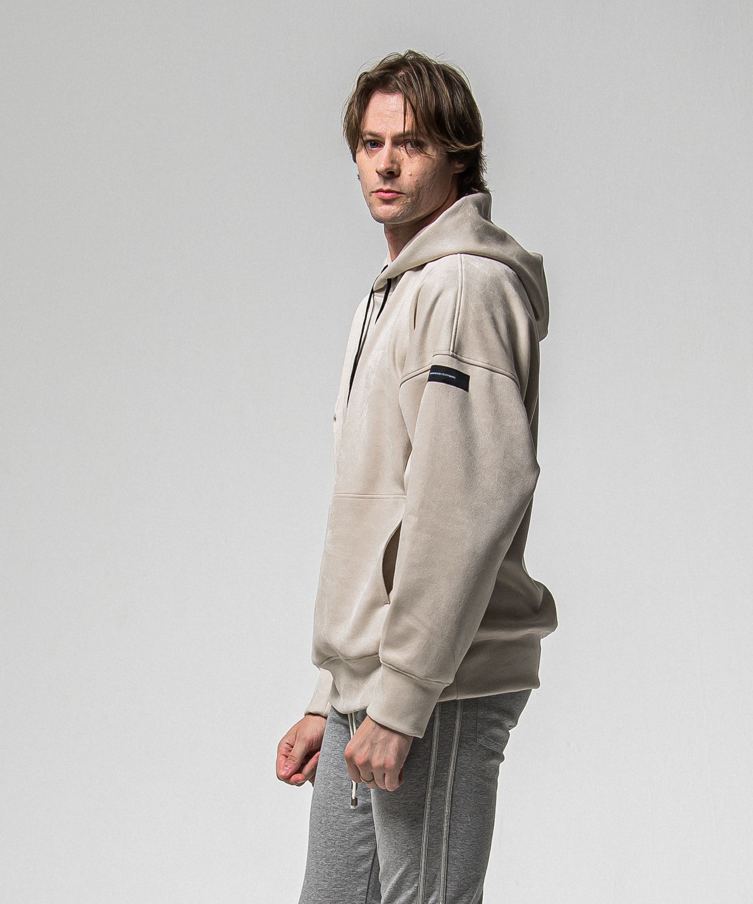 SUEDE LOOSE HOODIE / RC38-C-006 / スエードパーカー / グレージュ (1月上旬入荷予定)