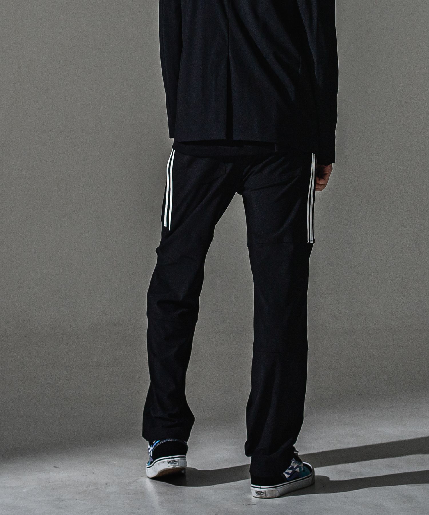 JOHNSON LINE WIDE PT / BASIC-ST-009WT / ジョンソンラインセミワイドタックパンツ / ブラック×ホワイト (7月下旬入荷予定)