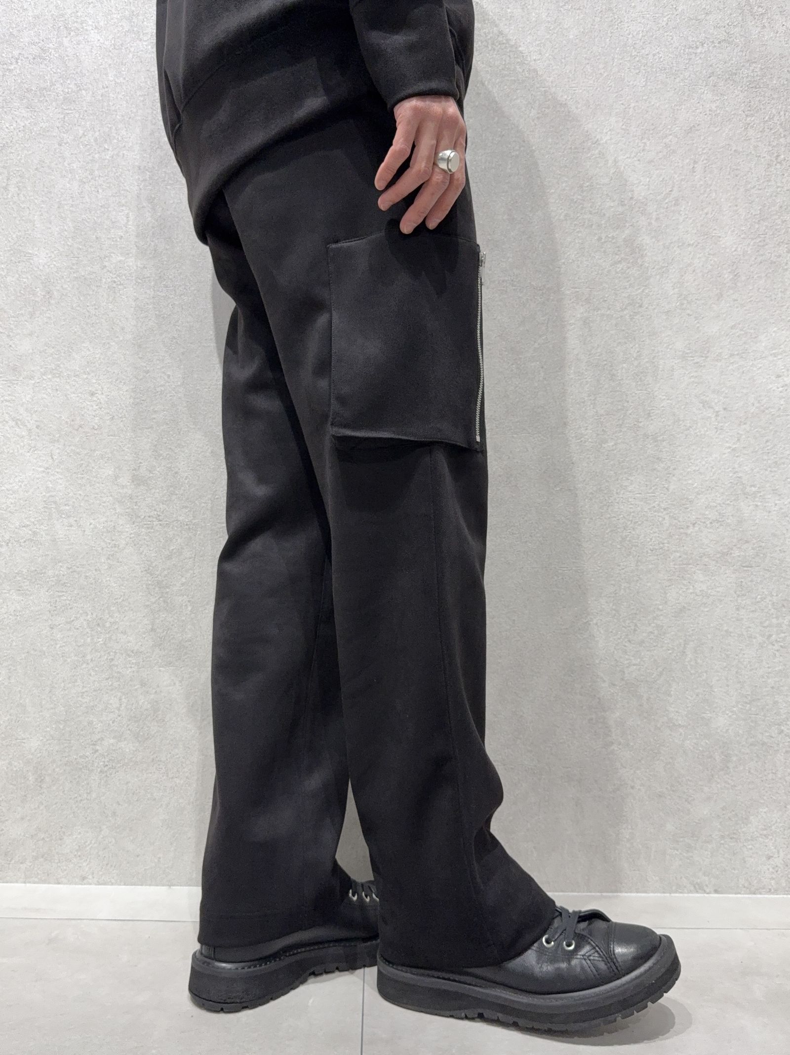 DAVID CARGO PANTS / RC38-ST-040 / スエードワイドカーゴパンツ / ブラック