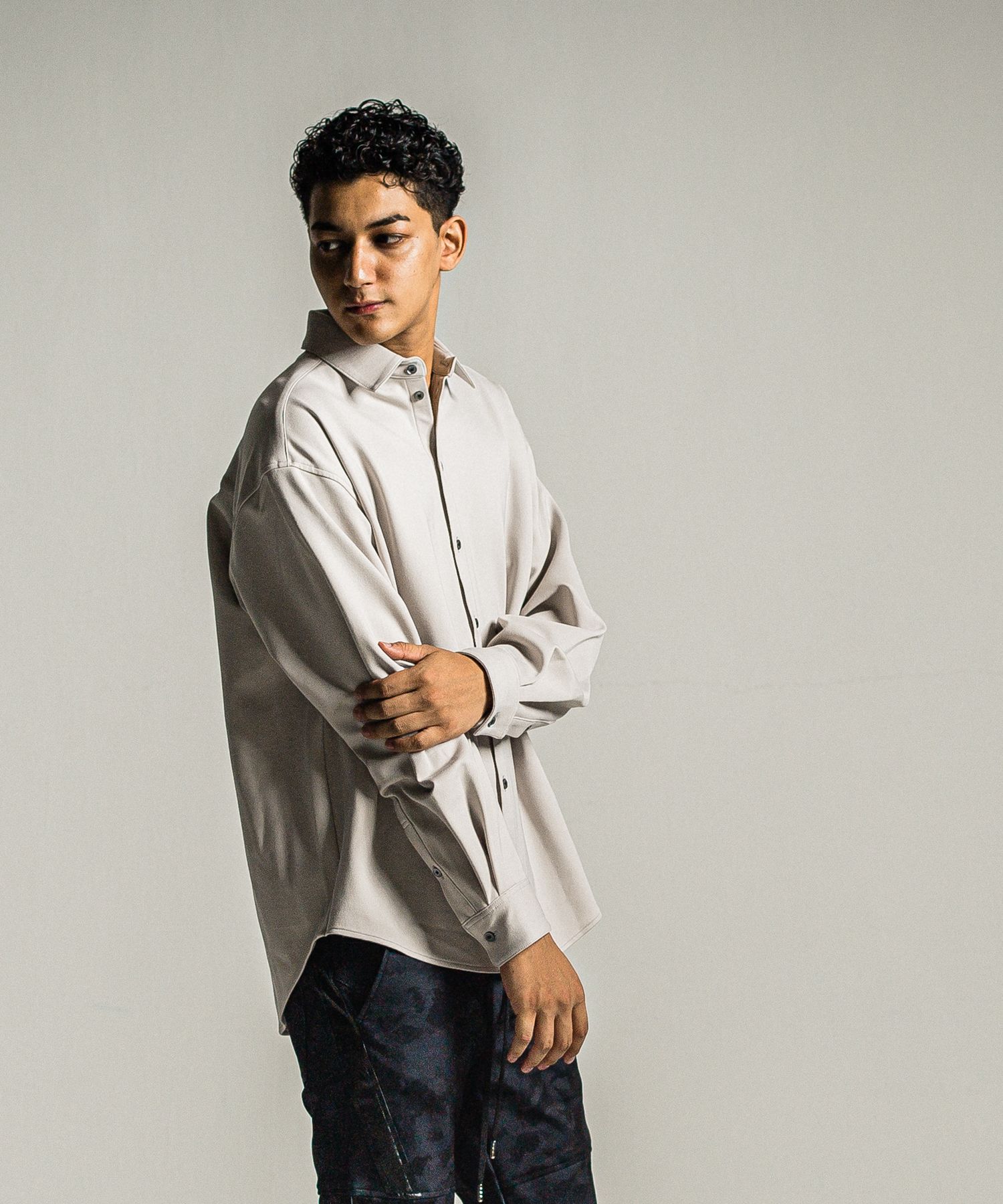 JERSEY JACK SHIRT / RC34-SH-001 / 裏起毛オーバーサイズシャツ / グレー