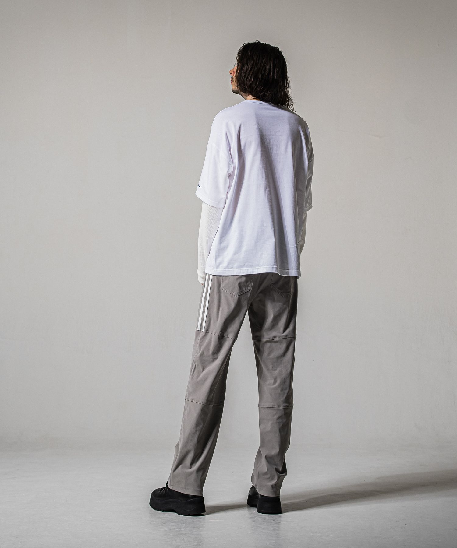 JOHNSON LINE WIDE PANTS / RC39-ST-009WT / ジョンソンラインワイドタックパンツ / グレー×ホワイト (1月下旬入荷予定)