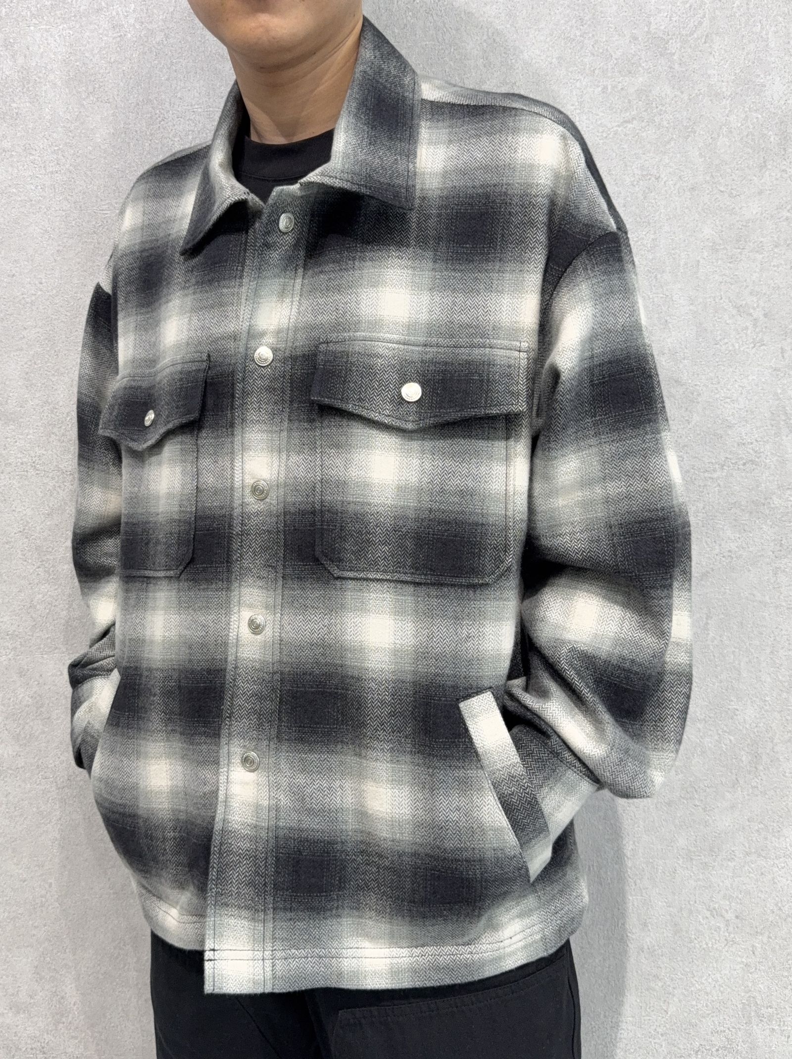 FLANNEL CHECK JK / RC41-JK-006 / フランネルチェックCPOジャケット / ブラック