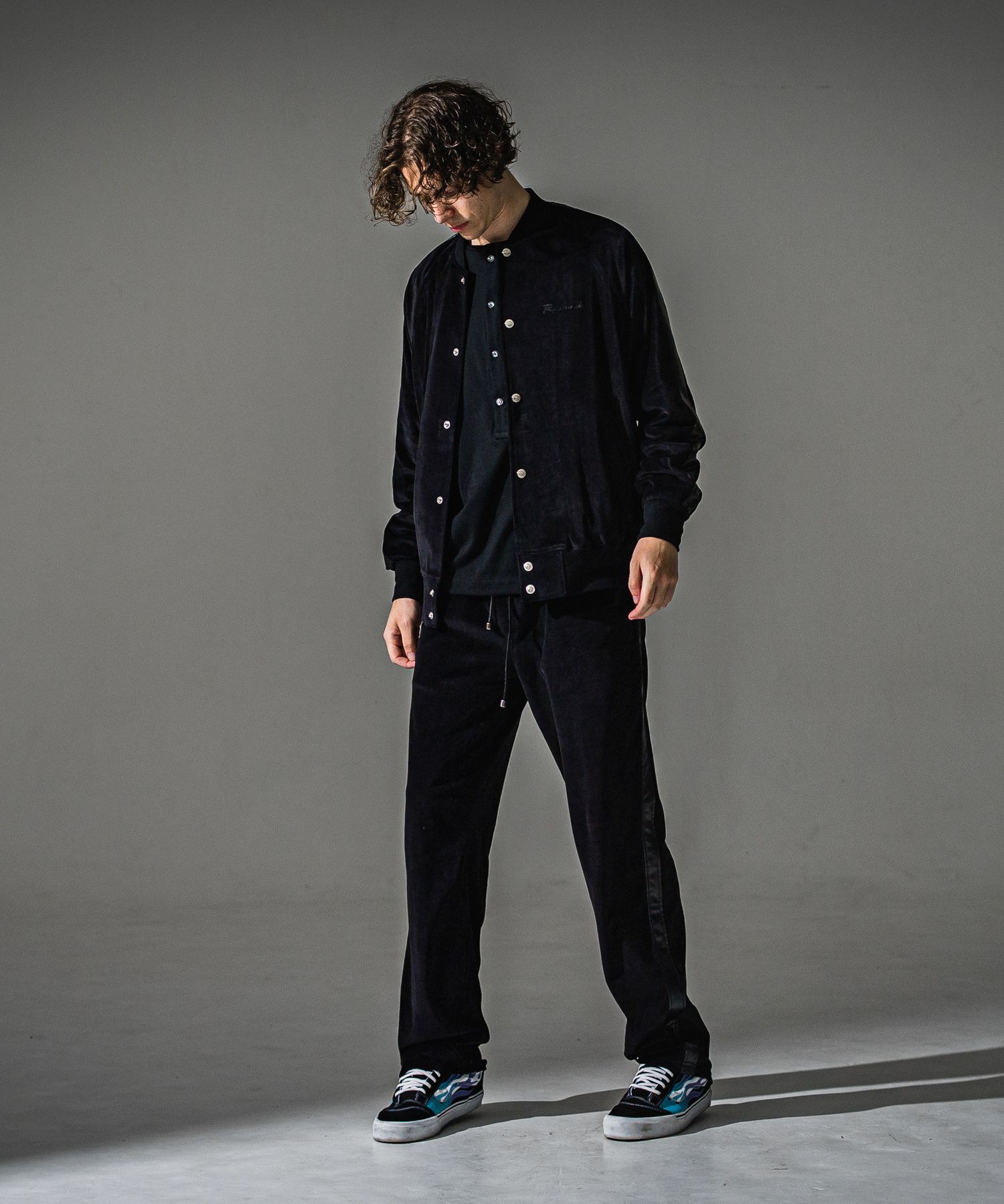 VELOURS VARSITY / RC41-C-005 / ベロアトラックスタジャン / ブラック (9月中旬入荷予定)
