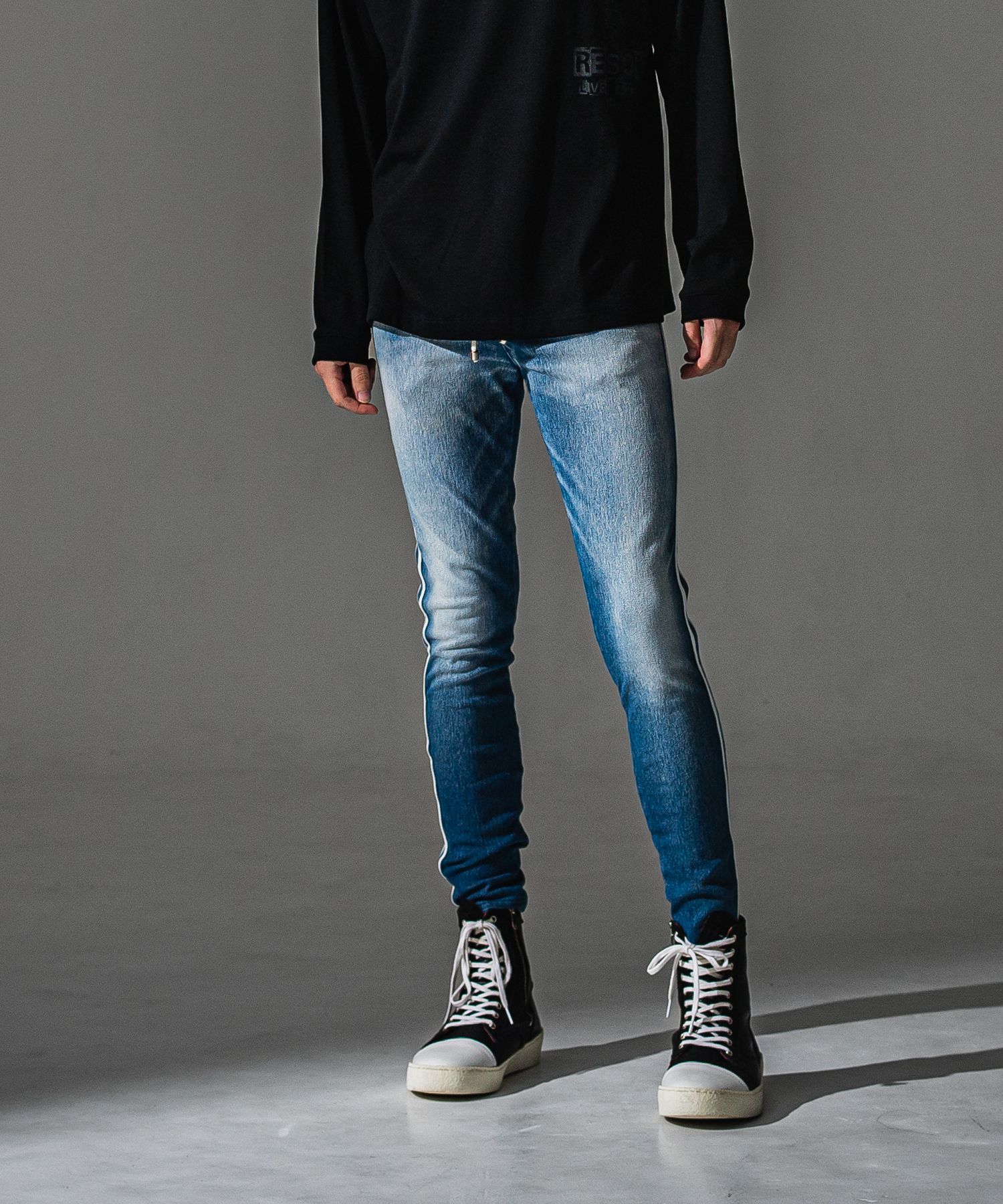 EX DENIM JERSEY BLIND LINE PT / RC41-ST-008D / デニムジャージラインパンツ / ライトインディゴ (9月上旬入荷予定)