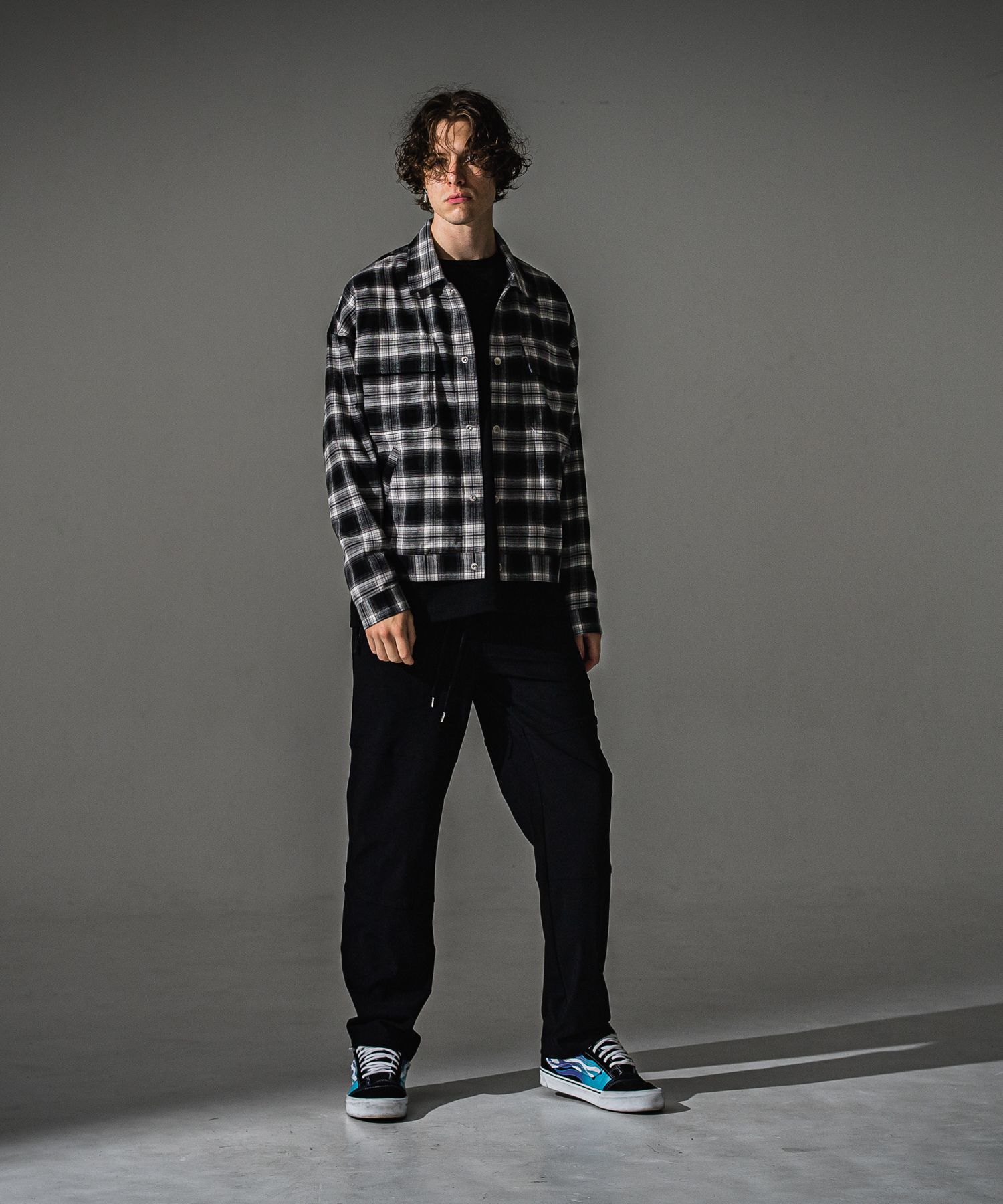 CHECK SHIRT JACKET / RC41-SH-003 / チェックシャツジャケット / ブラック (8月下旬入荷予定)