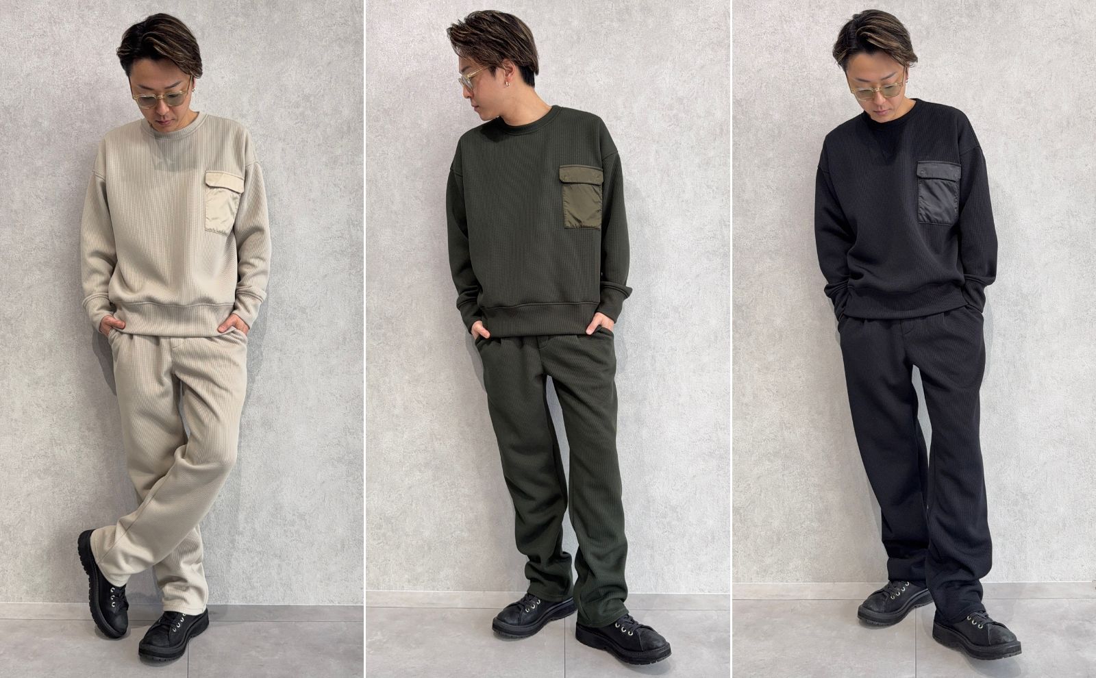 大人の高級感と機能性のある畦編みセットアップ