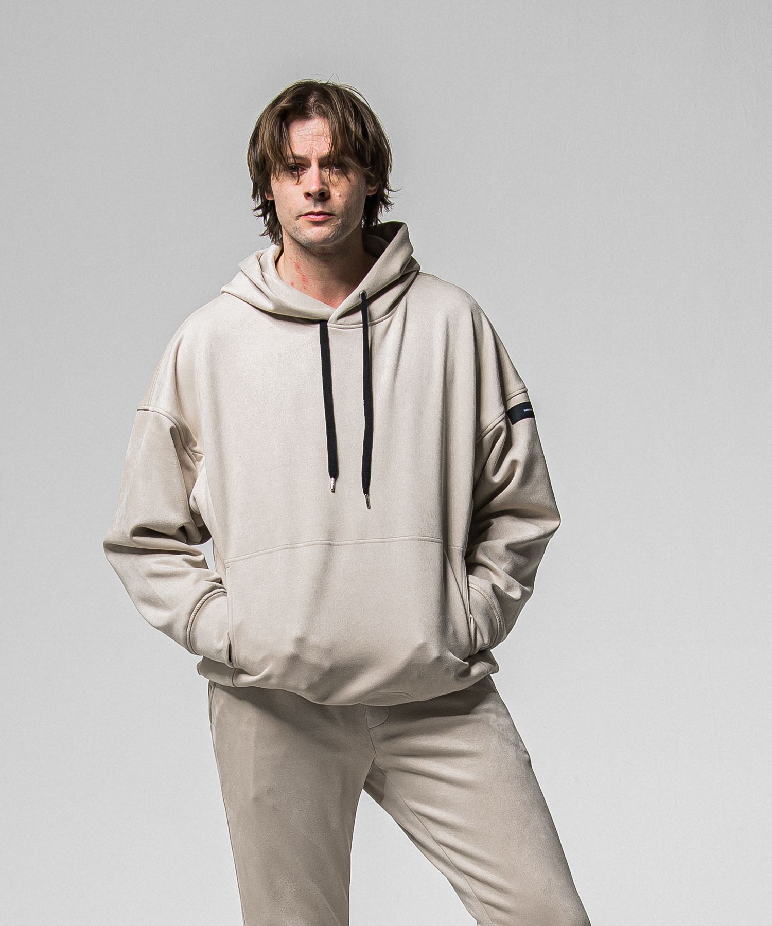 SUEDE LOOSE HOODIE / RC38-C-006 / スエードパーカー / グレージュ (1月上旬入荷予定)