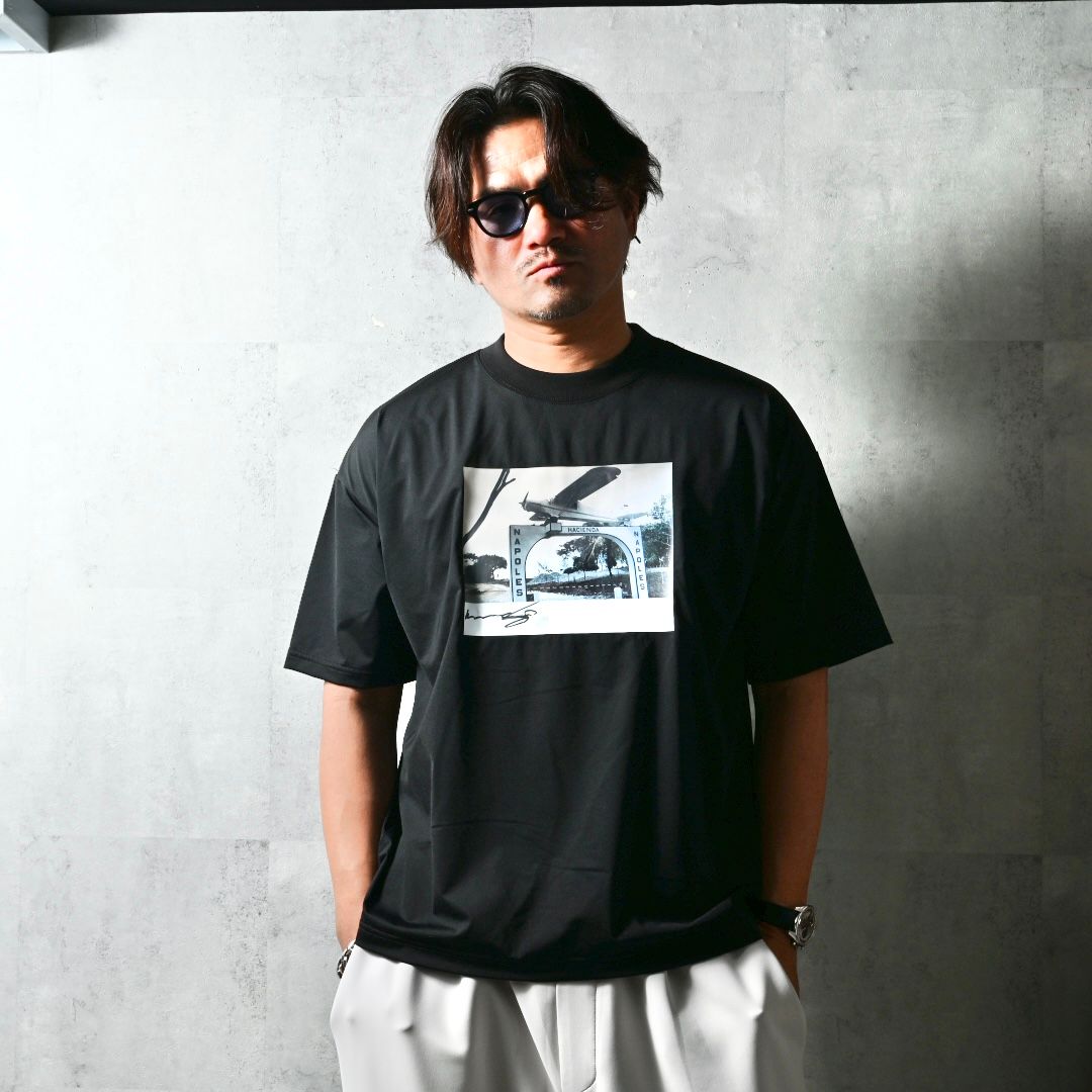 HELI OVER NYLON T / DP1-T-003 / ヘリプリントナイロンビッグTシャツ / ブラック (4月上旬入荷予定)